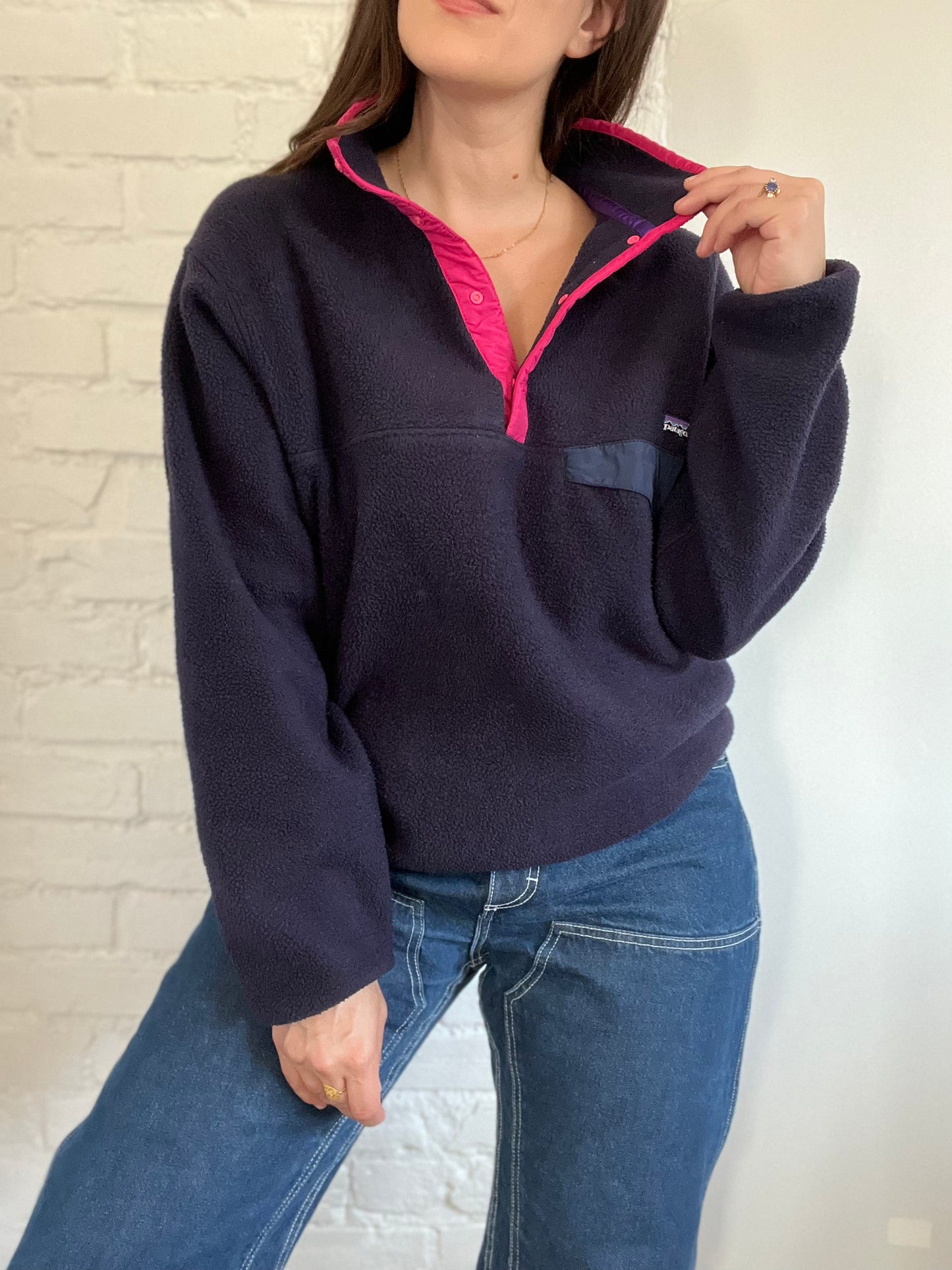 Vintage Patagonia Synchilla Black/Pink - Size L