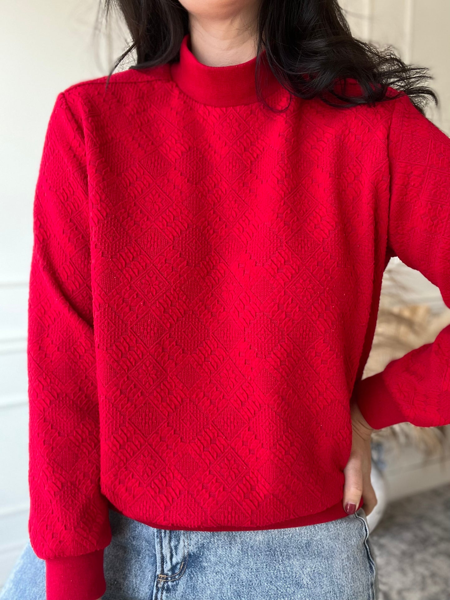 Textured Red Sweater - Size L