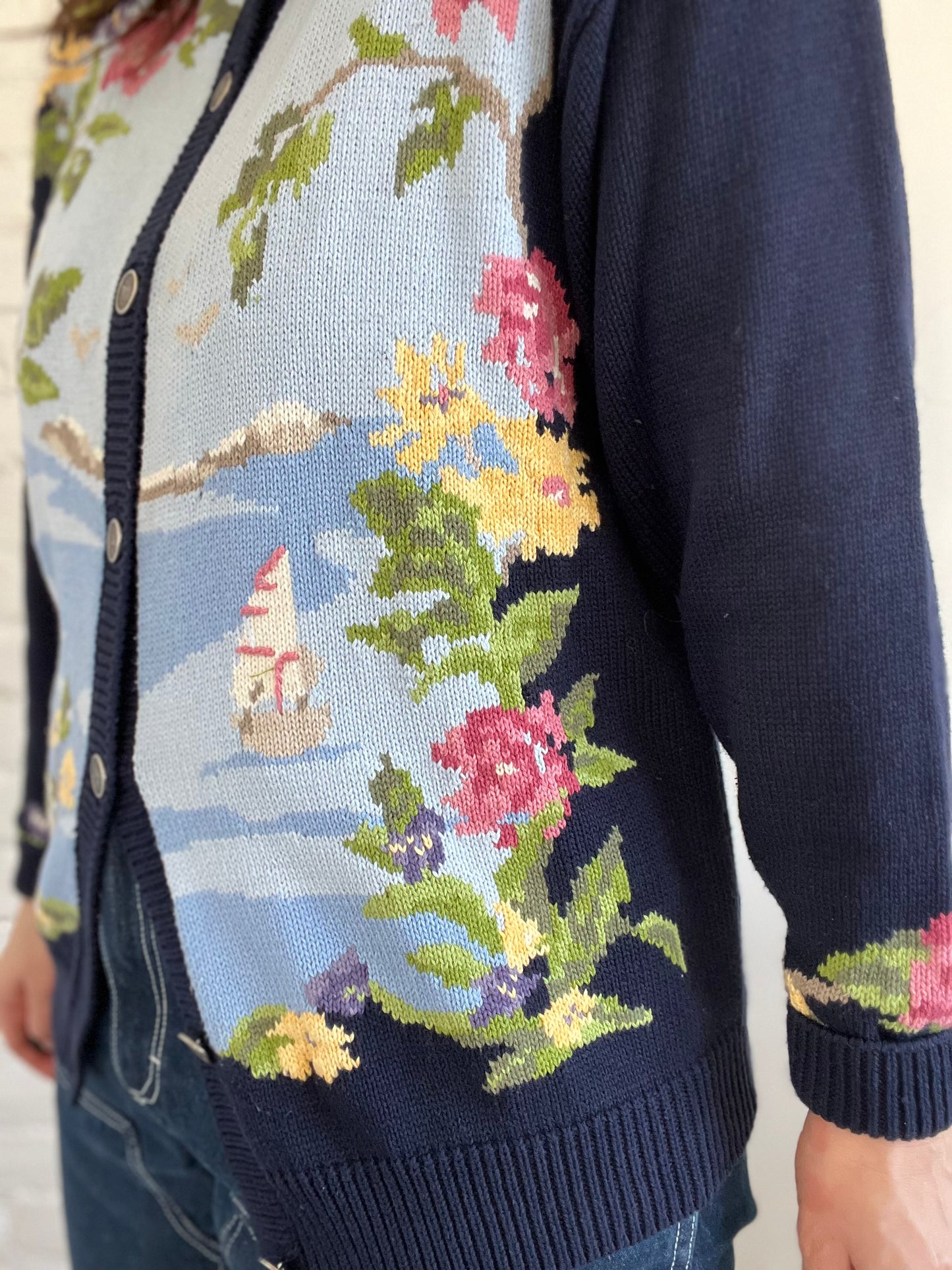 Boats & Birds Cardigan Knit - L