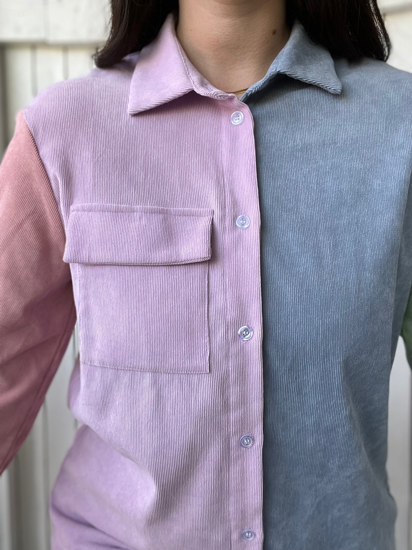 Colour Block Cord Button Up - Size M/L