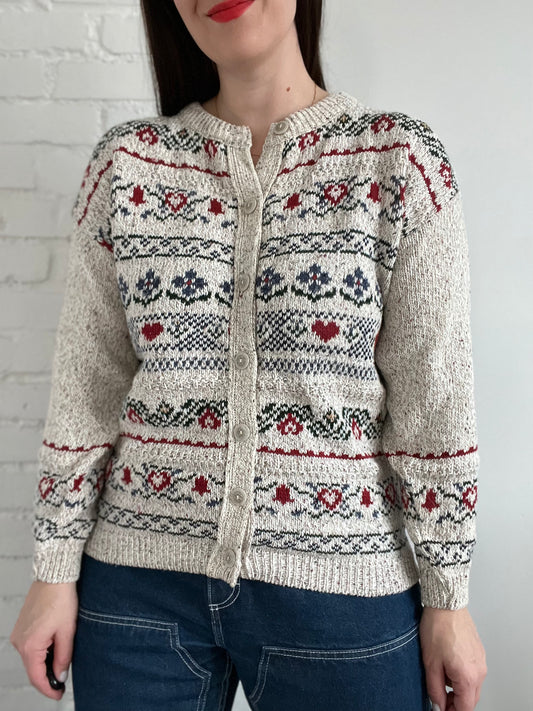 Oatmeal Vintage Love Cardigan - M