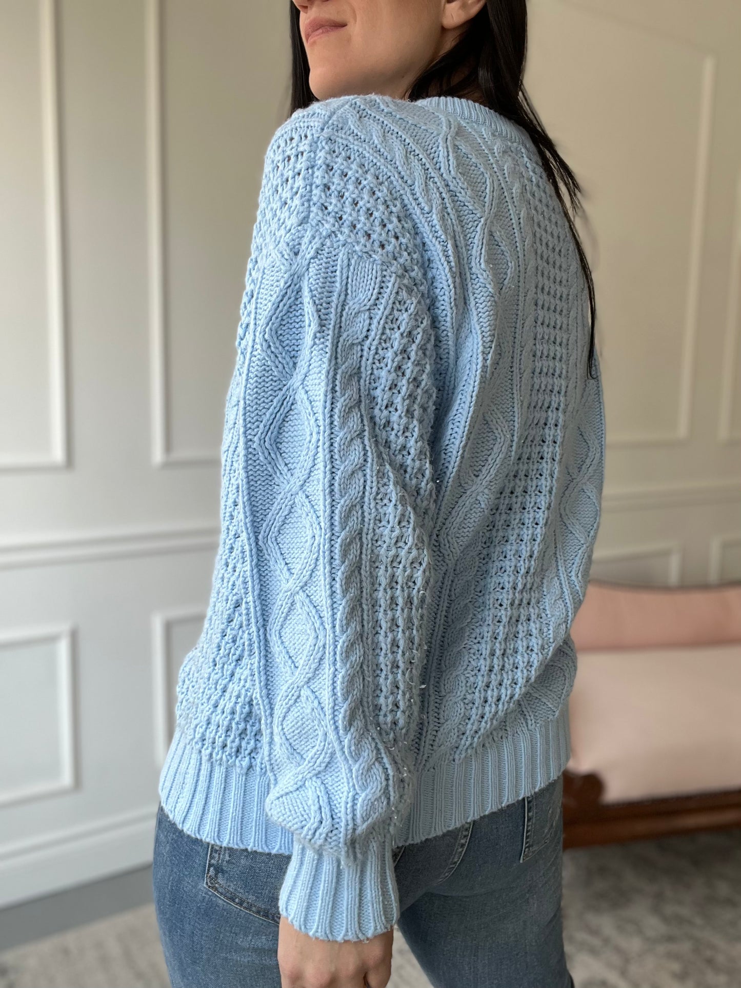 Baby Blue Knit Sweater - L