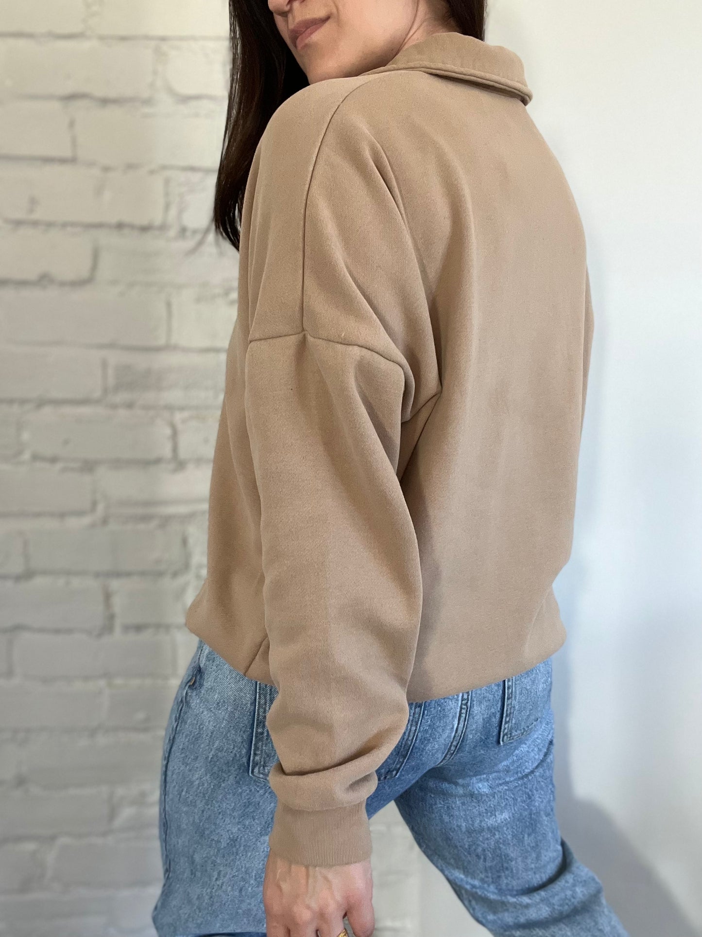 NEW Dark Beige Quarter Zip Sweater - Size S-L