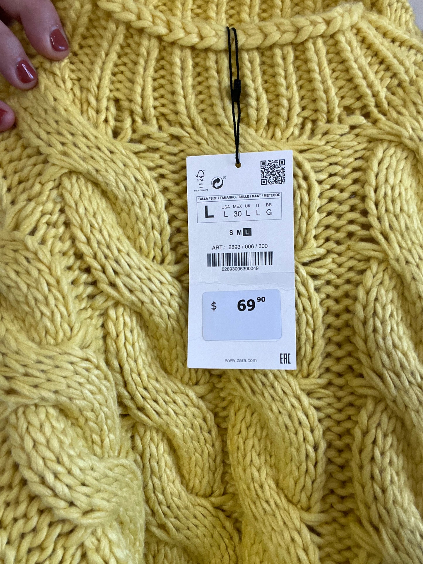 Sunshine Yellow Chunky Sweater - Size L