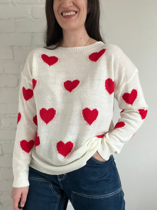 All Out Hearts Sweater - L