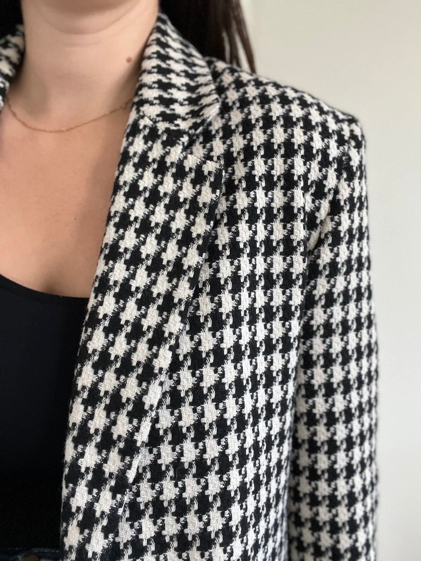 B&W Houndstooth Vintage Blazer  - Size L