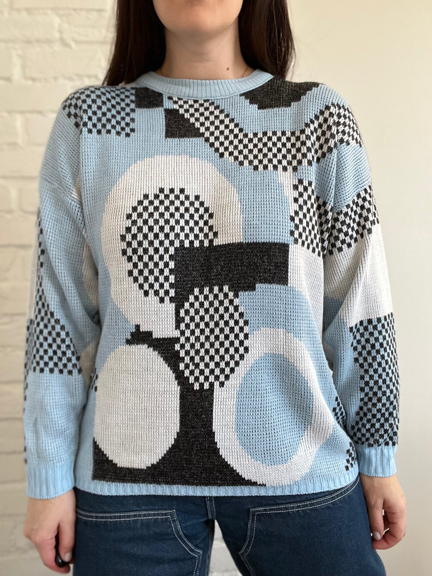 Powder Blue Geometrical Knit - L