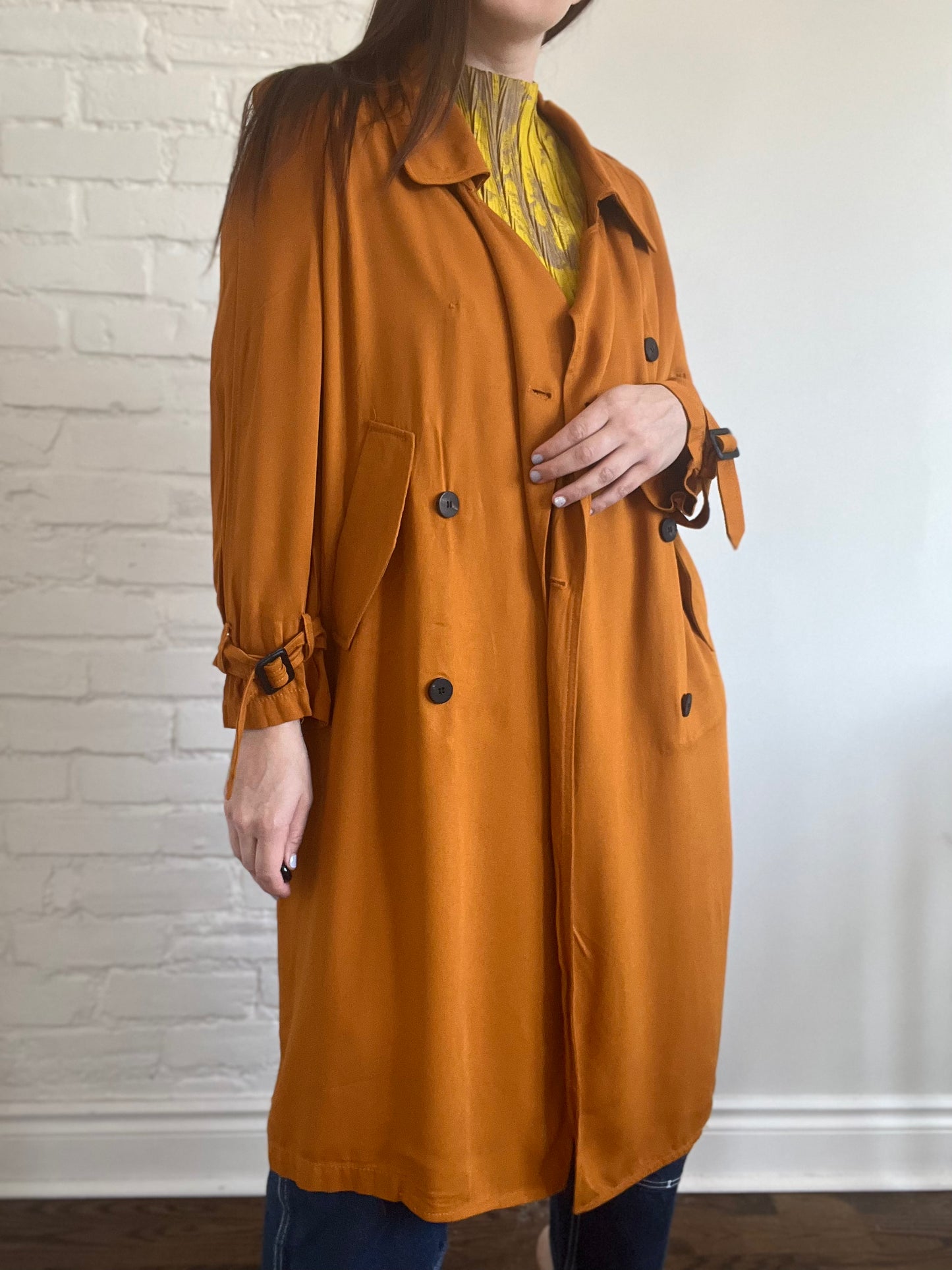 Golden Rust Relaxed Trench Coat - M