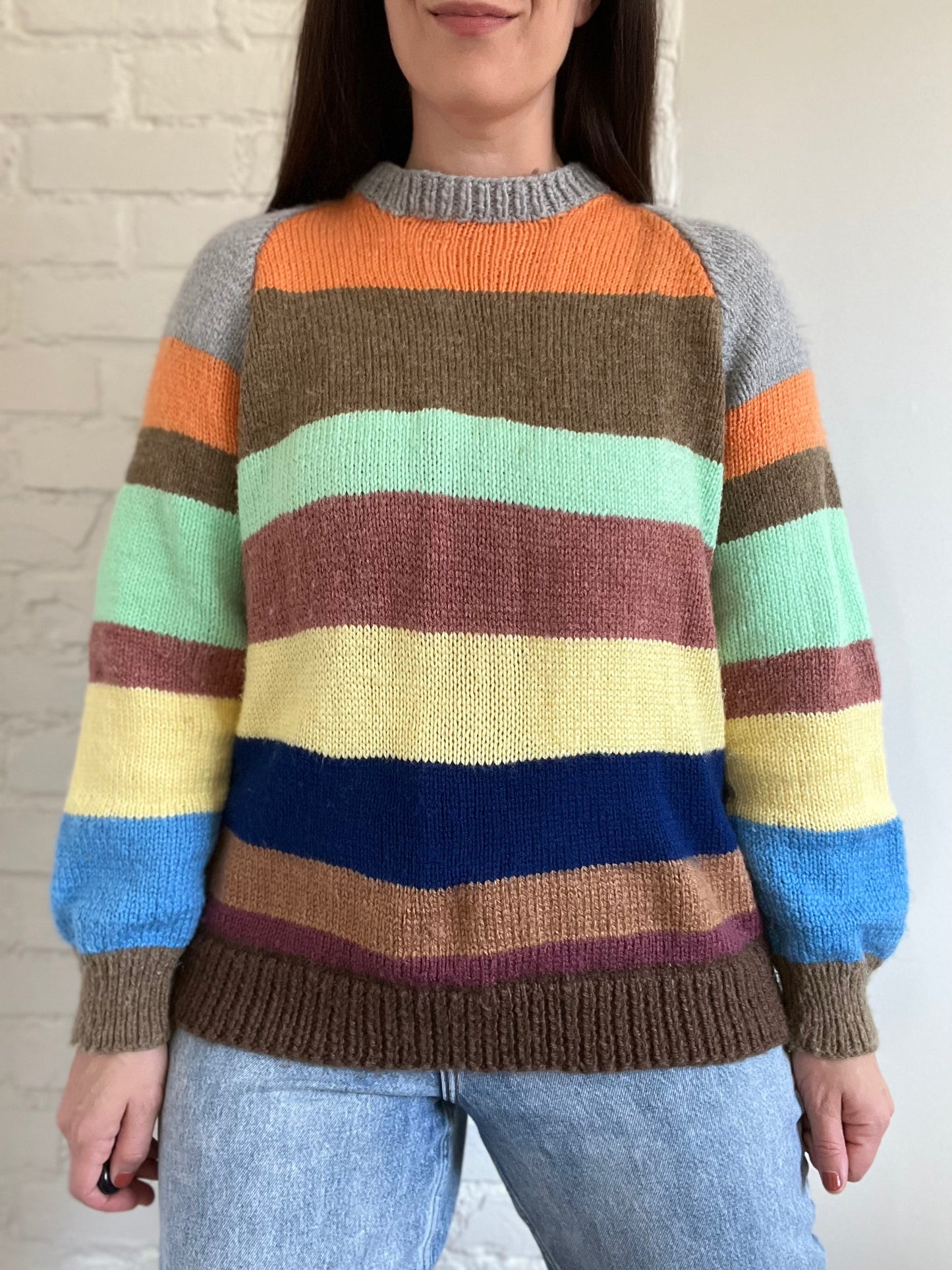 Varsity Striped Chunky Sweater - Size XL