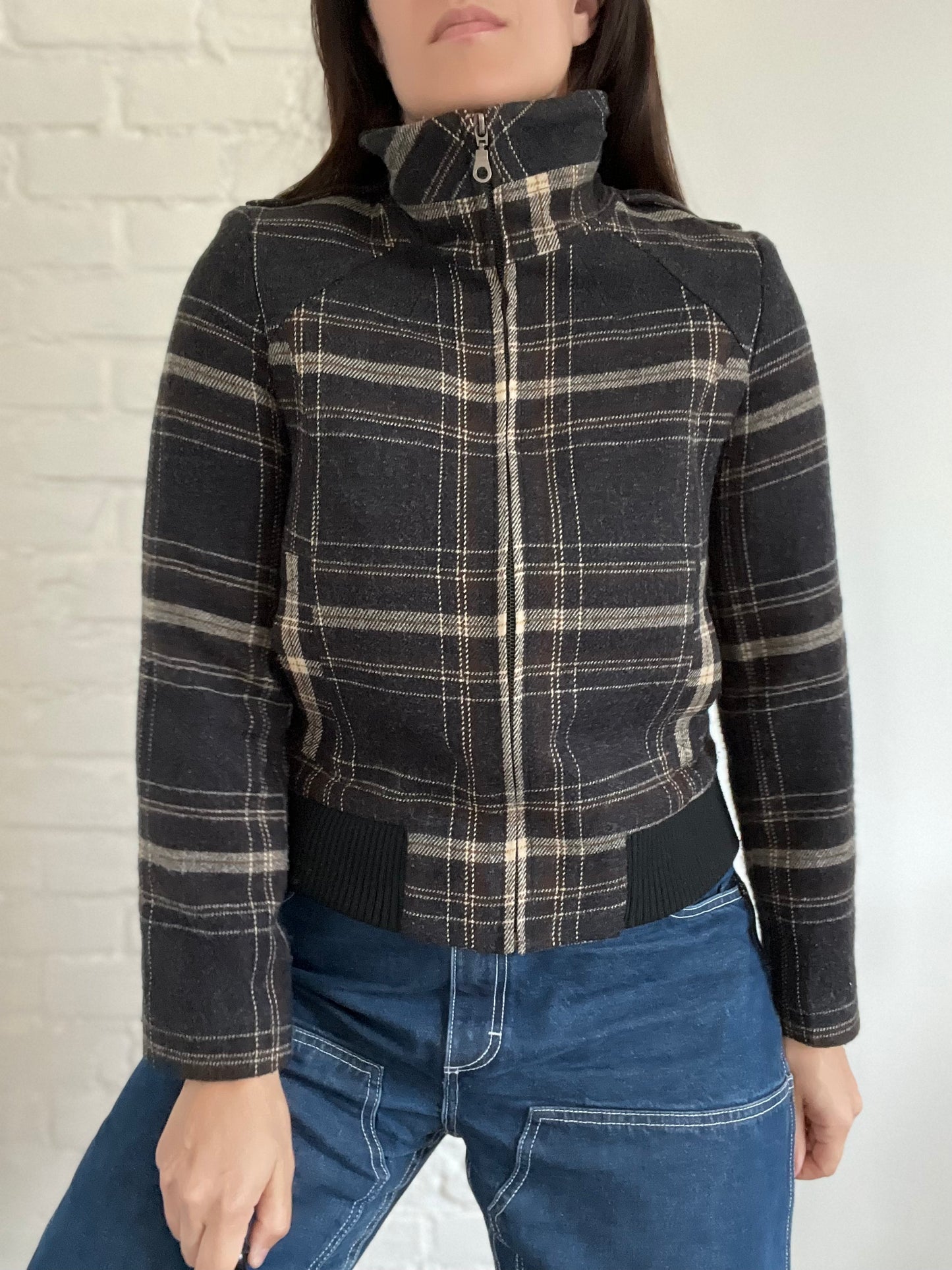 Plaid Bomber Jacket - Size 10