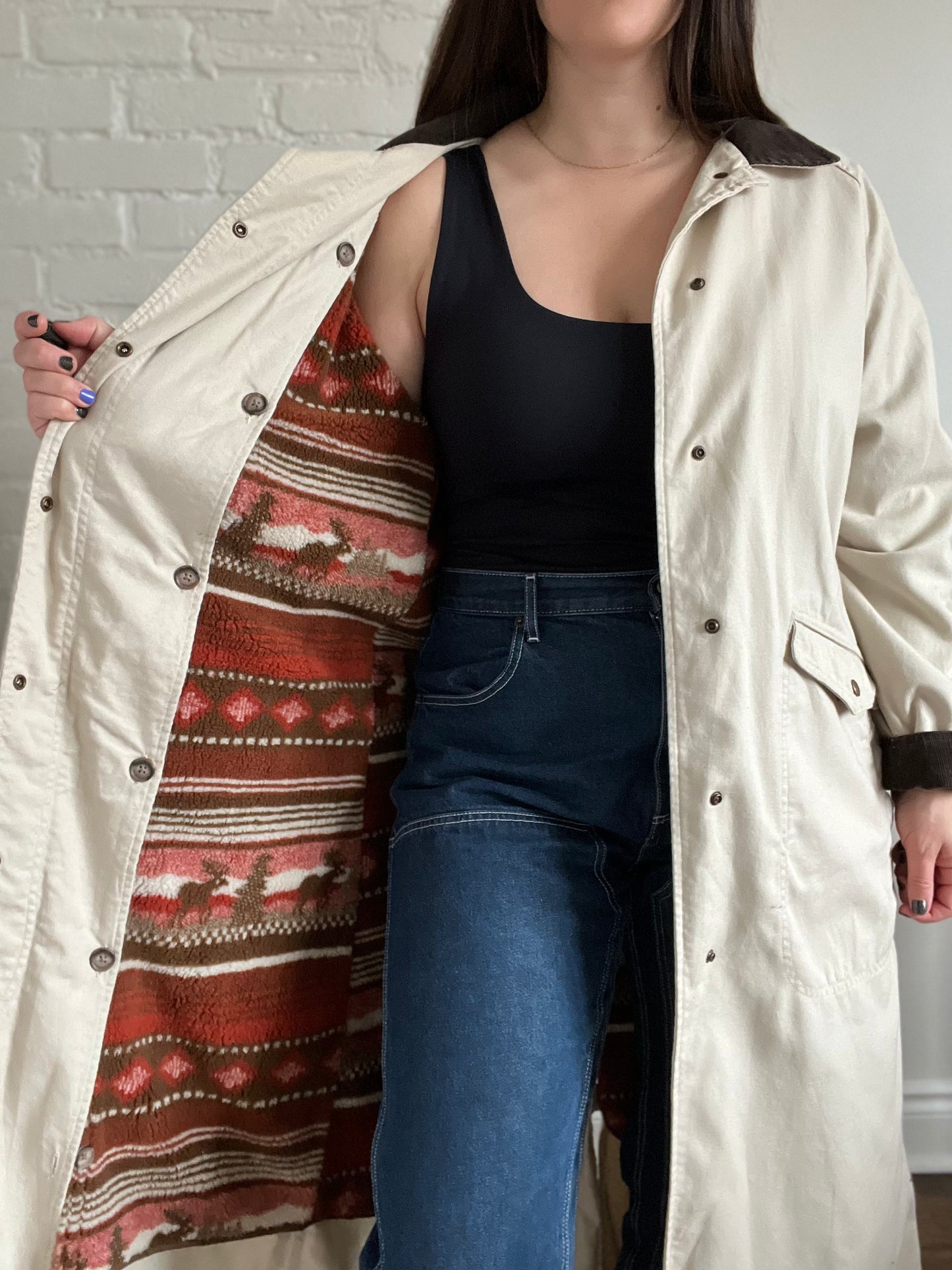 Vintage L.L.Bean Sherpa Lined Trench Coat - L