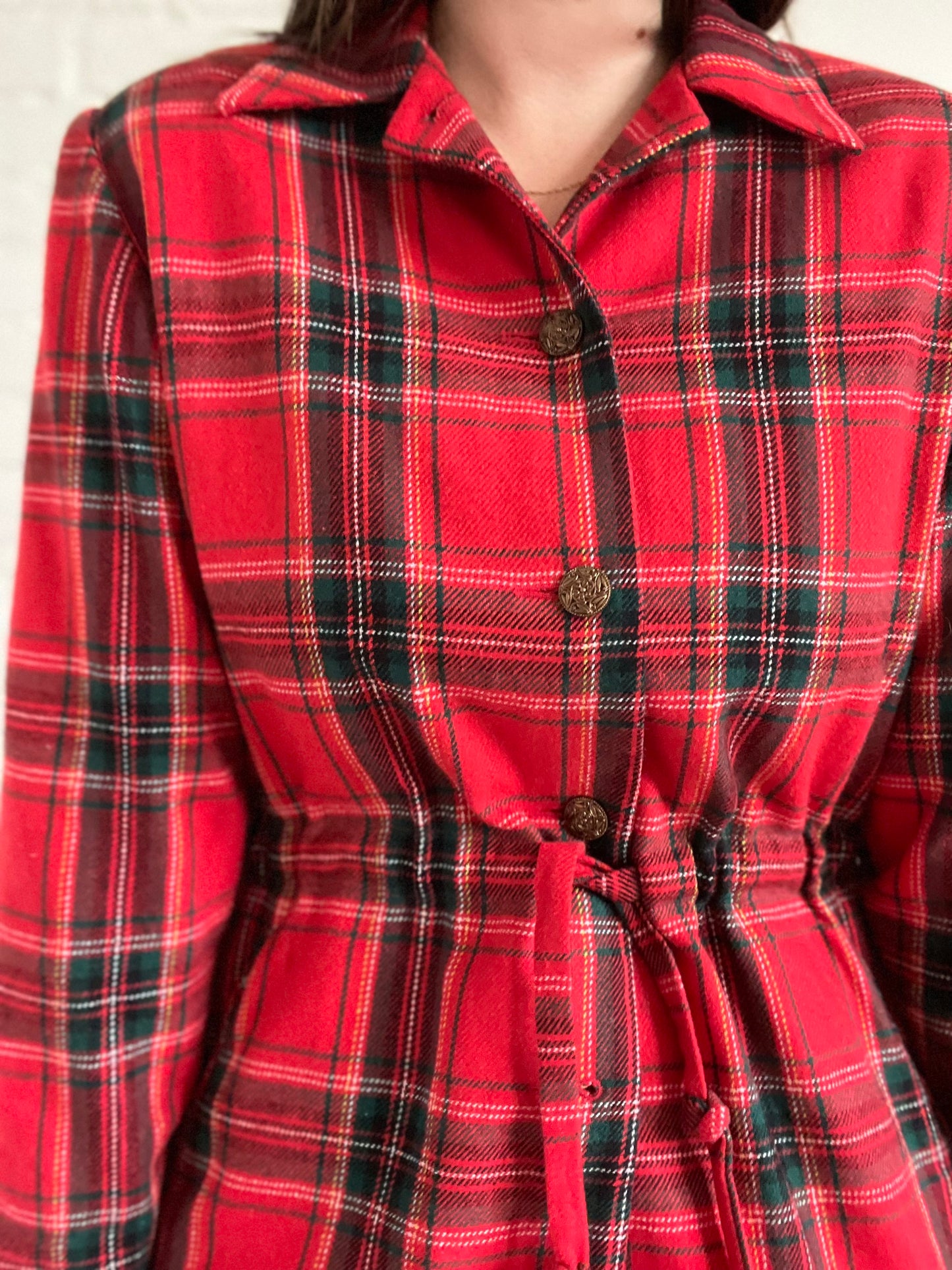 Vintage Festive Plaid Jacket - L