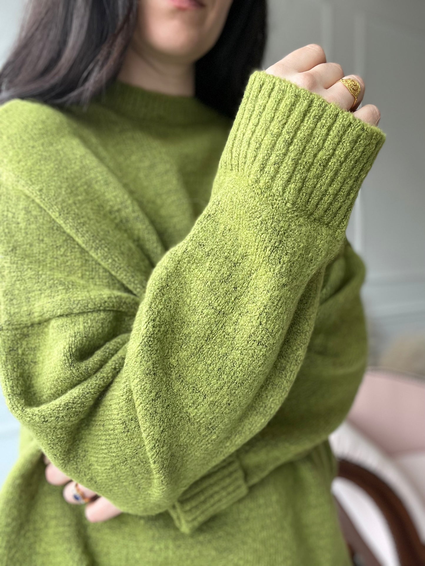 Oversized Moss Green Sweater - Size XL