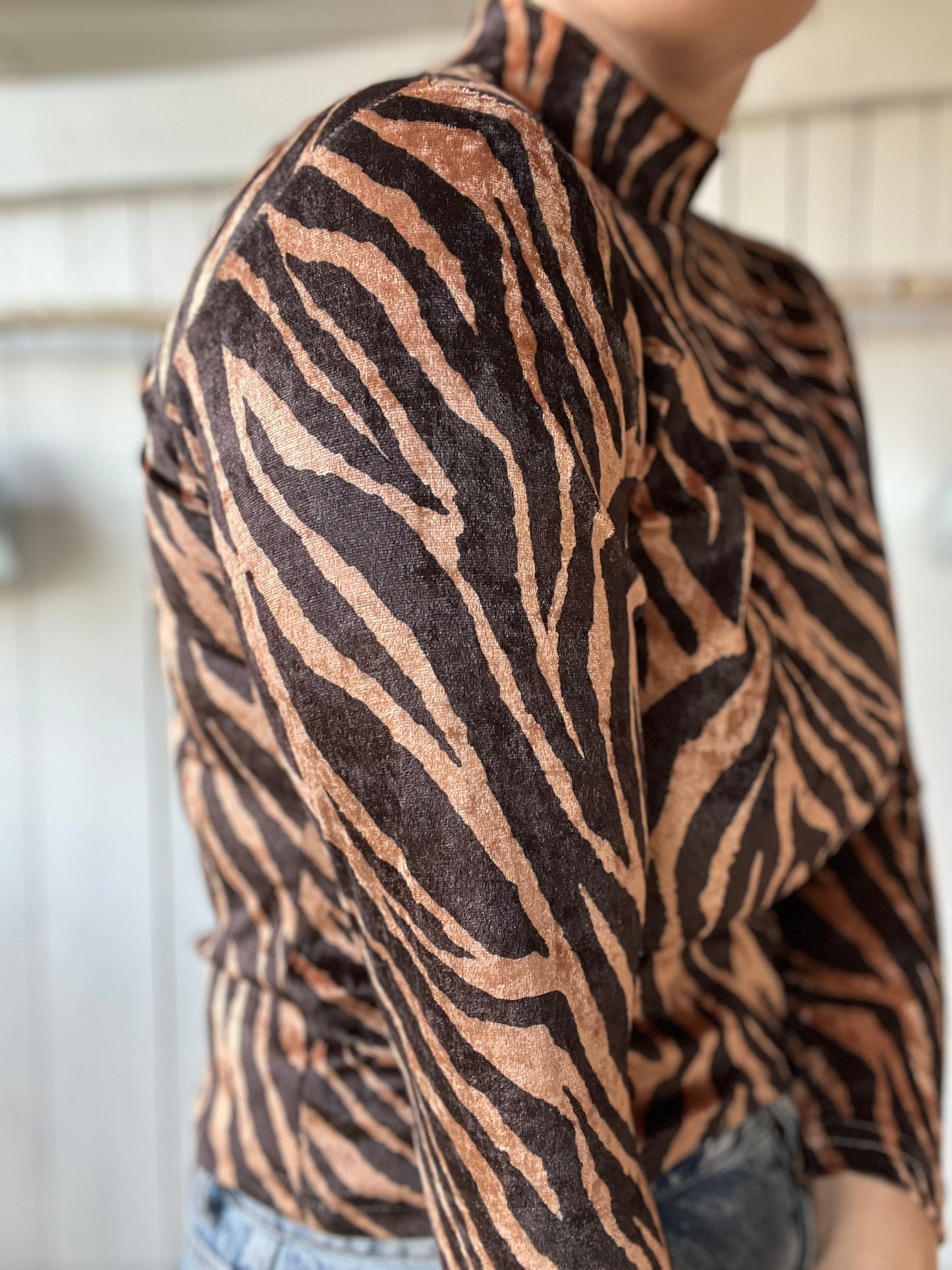 Velvet Zebra Crop Top - Size S