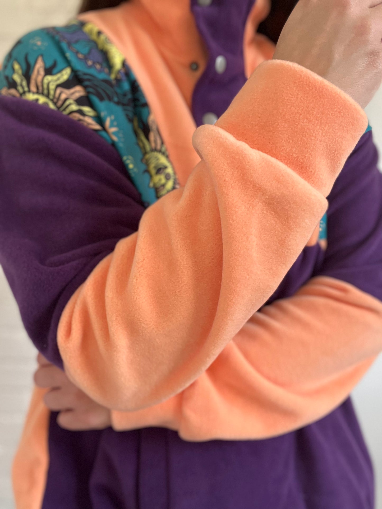 Purple and Orange Moon Fleece - L