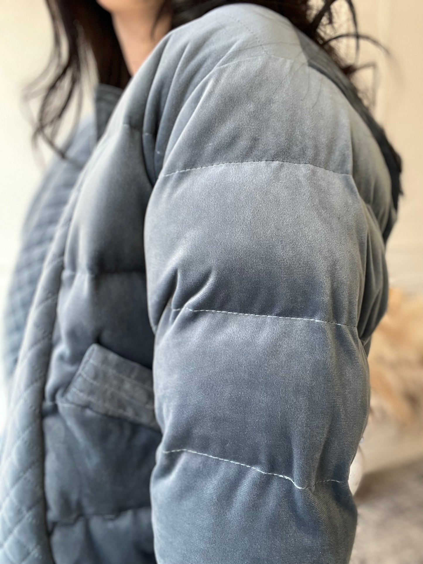 Velvet Pewter Bomber Jacket - Size M/L