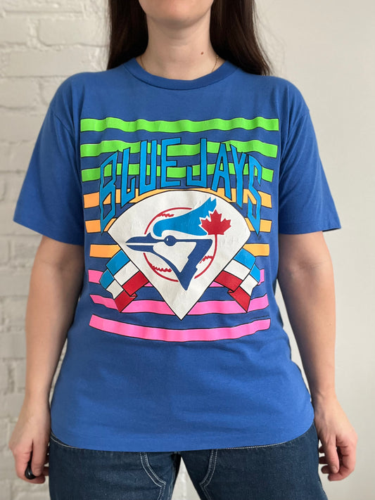 90s Neon Blue Jays T-shirt - M/L