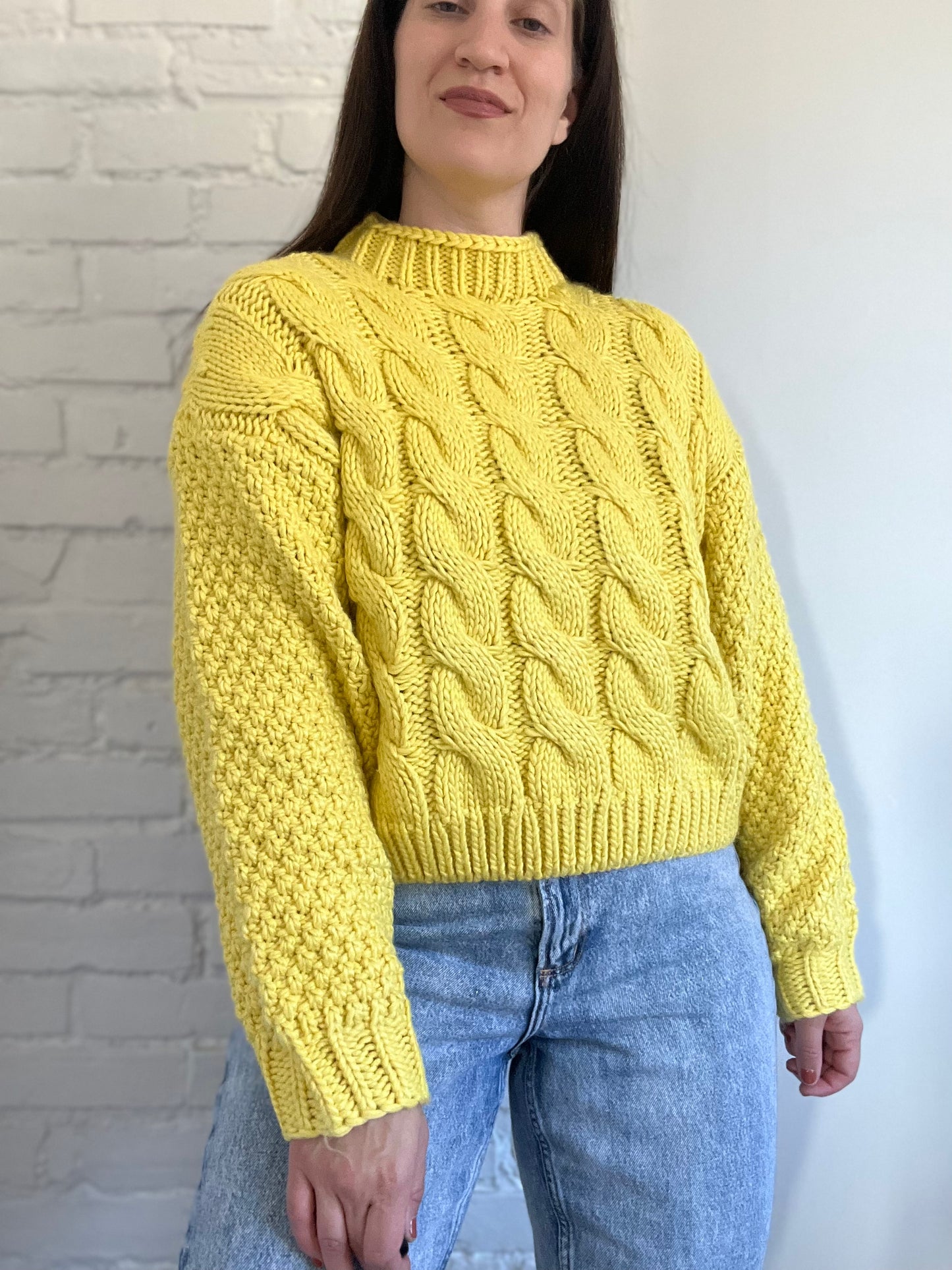 Sunshine Yellow Chunky Sweater - Size L