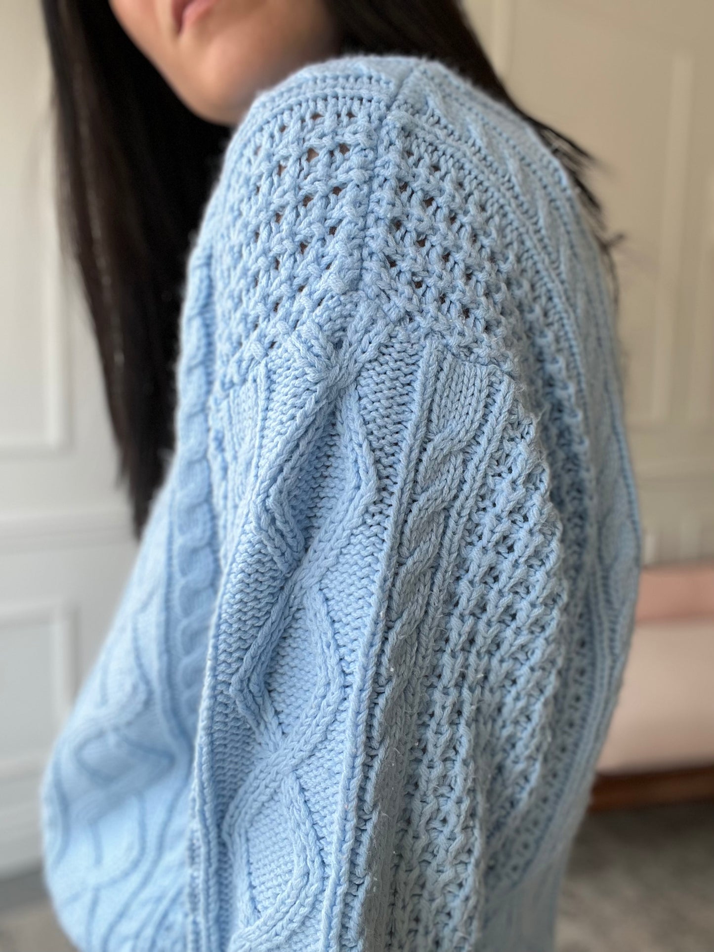 Baby Blue Knit Sweater - L