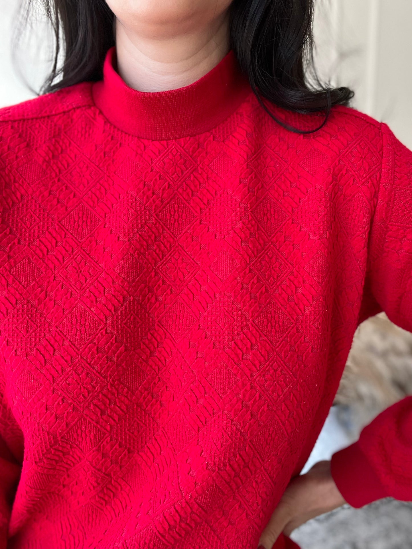 Textured Red Sweater - Size L