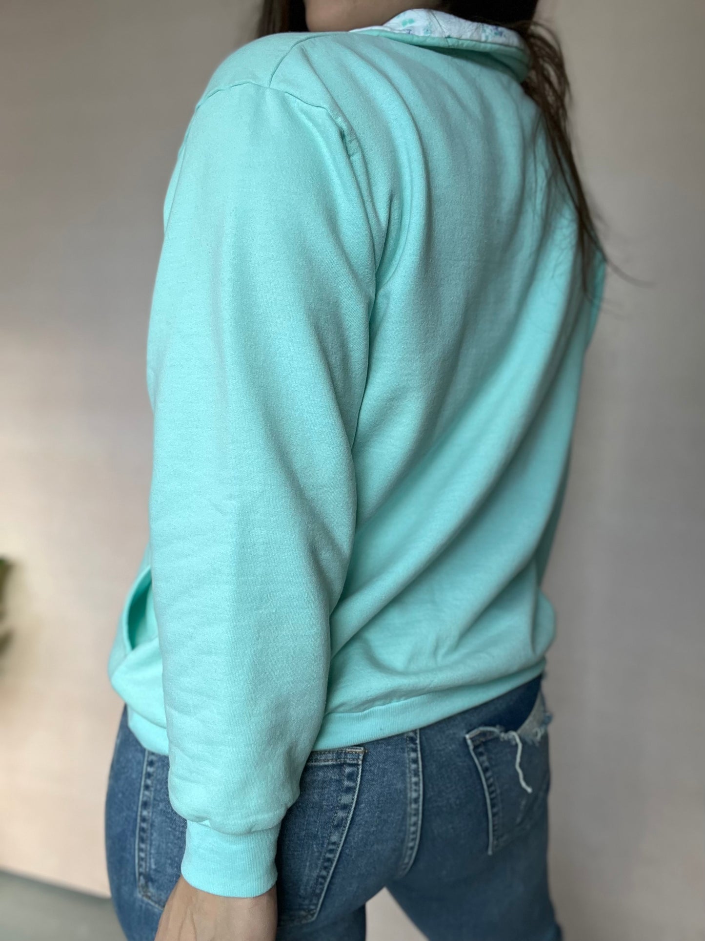 Retro Athletic Mint Sweater - Size M/L