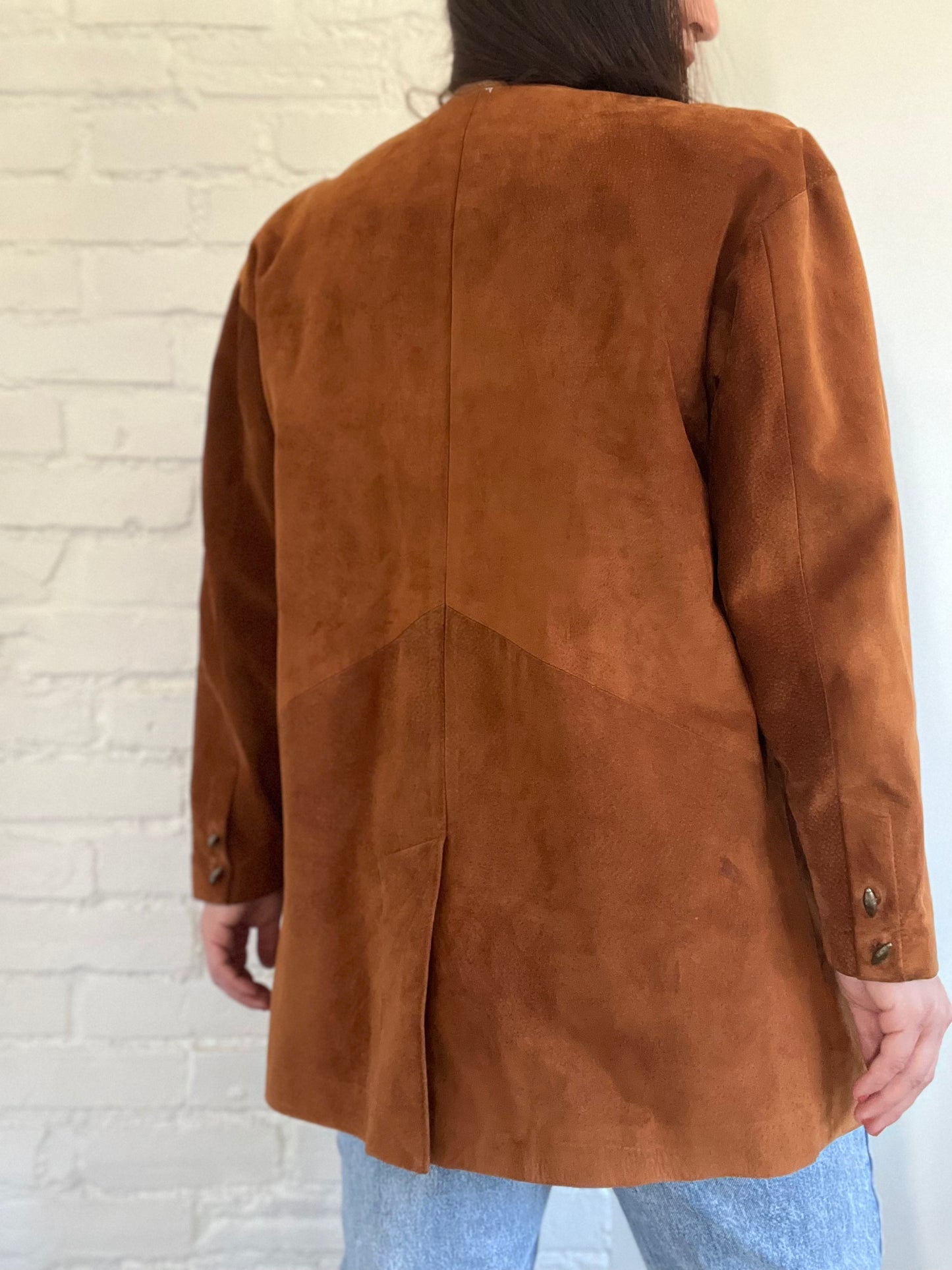 Vintage Brown Suede Jacket - Size S (Oversized)