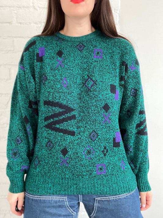 90s Retro Knit Sweater - L