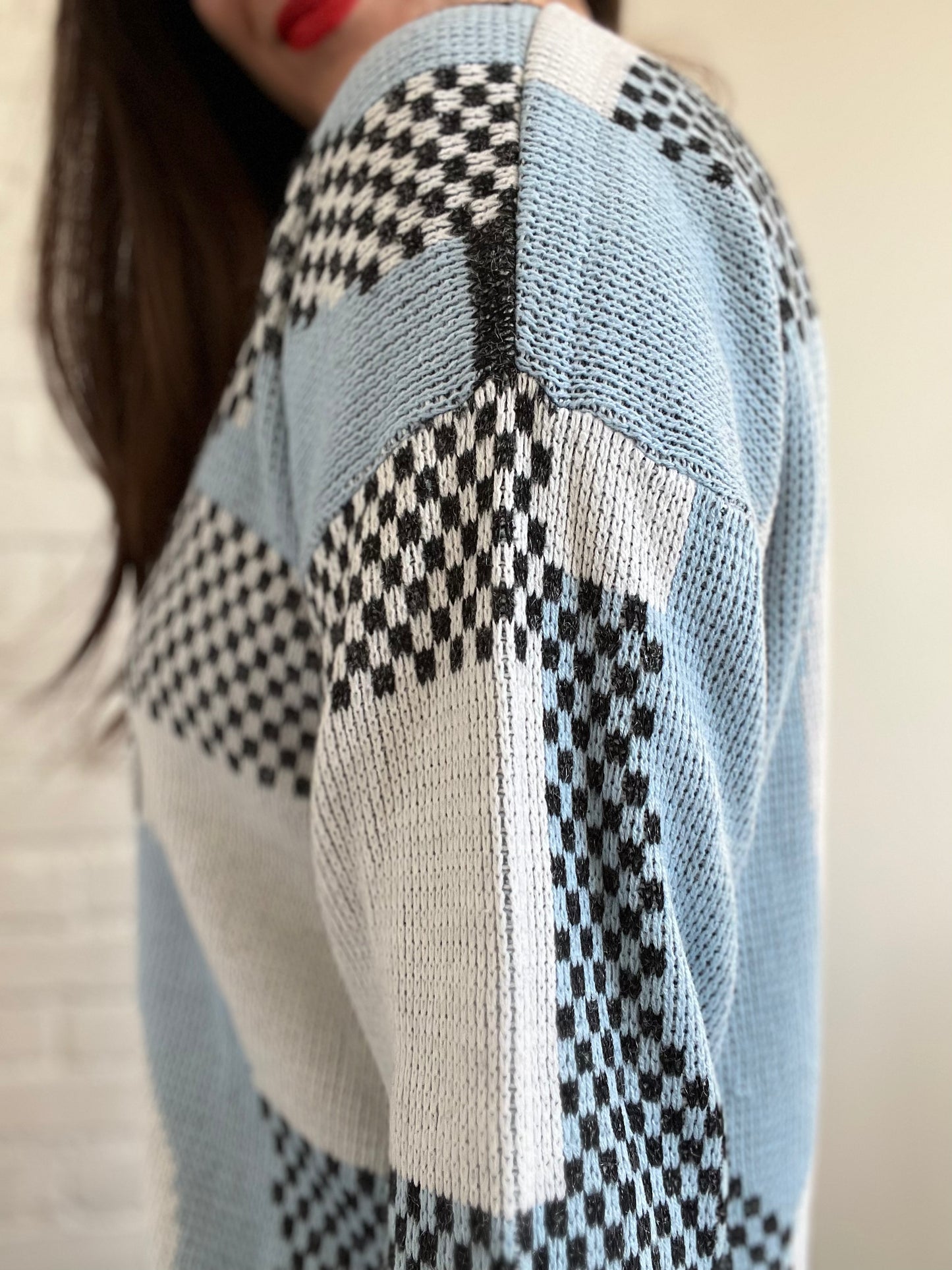 Powder Blue Geometrical Knit - L