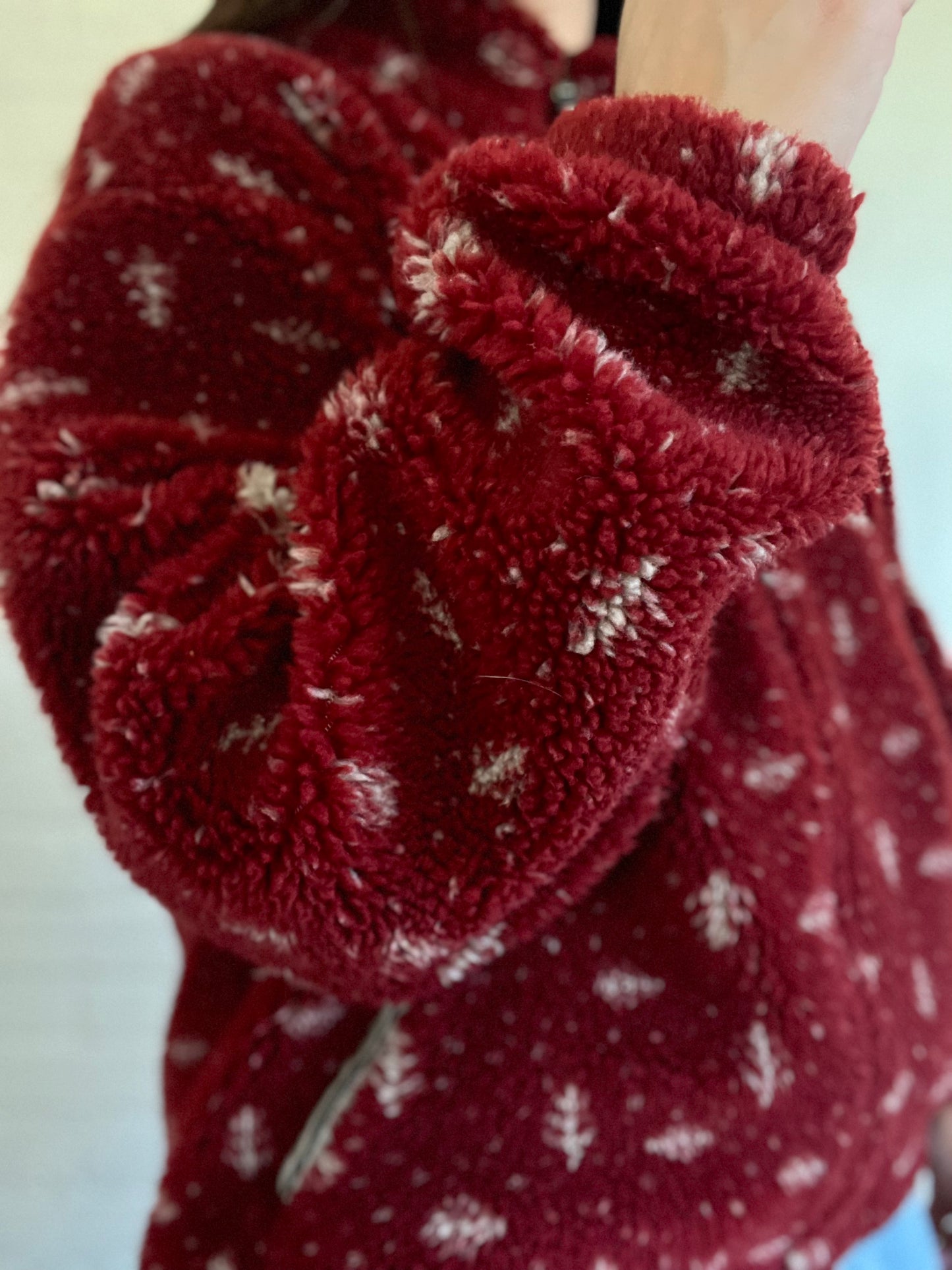 Red & White Fleece Sherpa Jacket - M/L