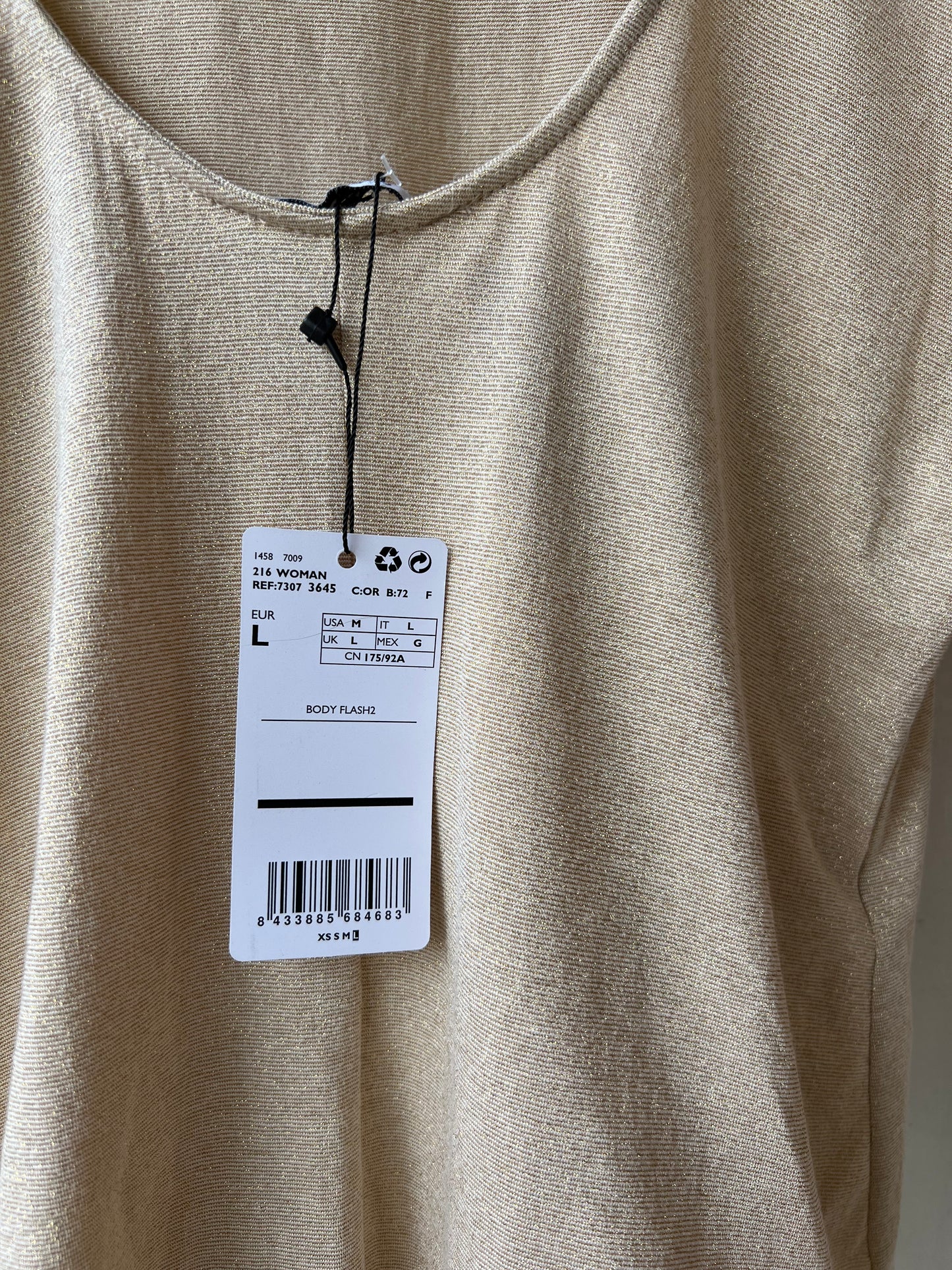 Shimmer Gold Body Suit - Size M