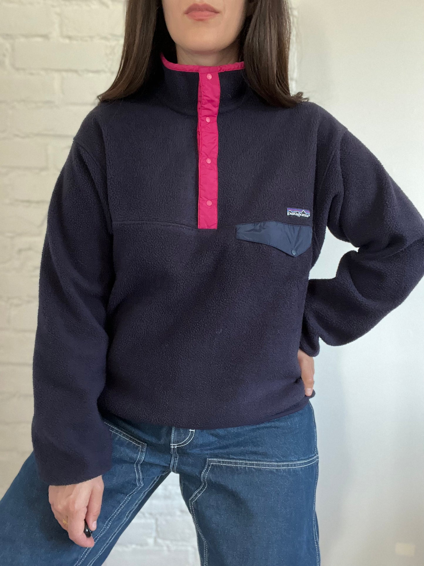 Vintage Patagonia Synchilla Black/Pink - Size L