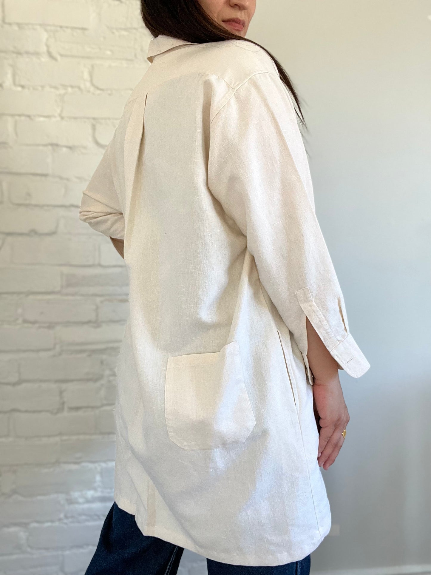 Linen Ivory Lightweight Shacket - Size L/XL