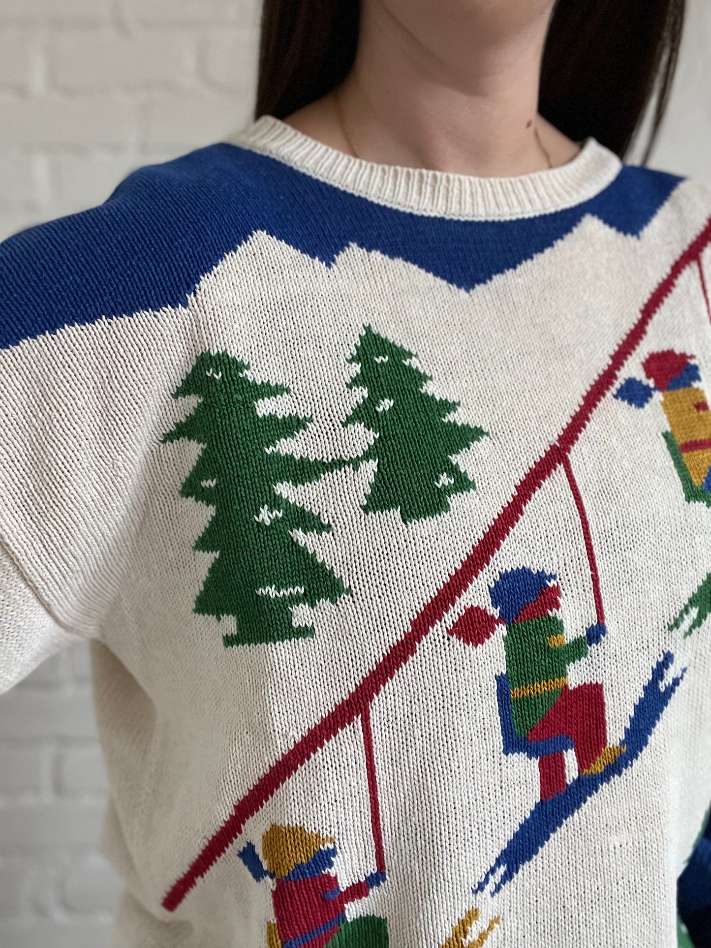 Vintage Ski Slope Knit Sweater - XL