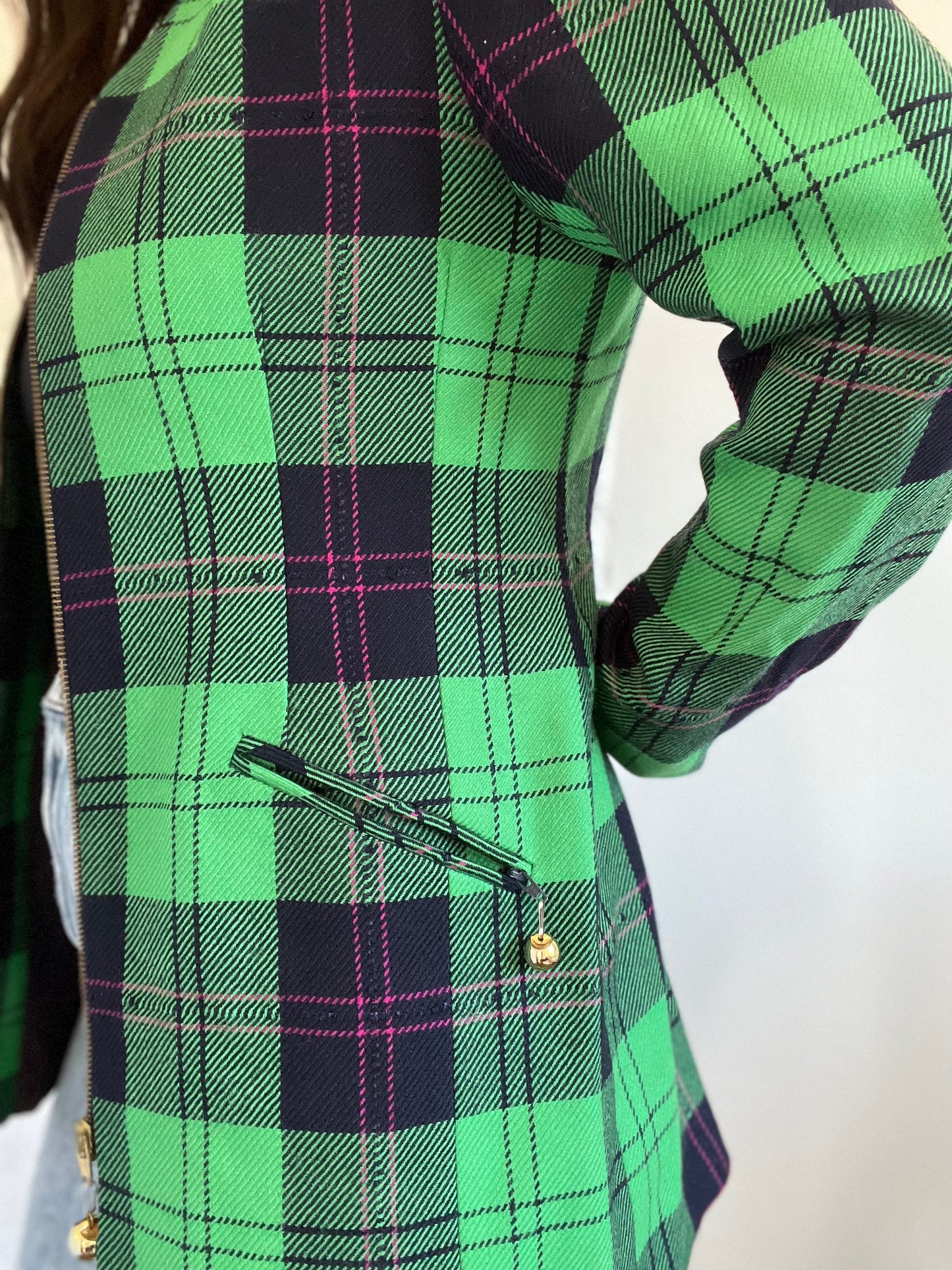 Emerald Green Plaid Blazer - Size M/L