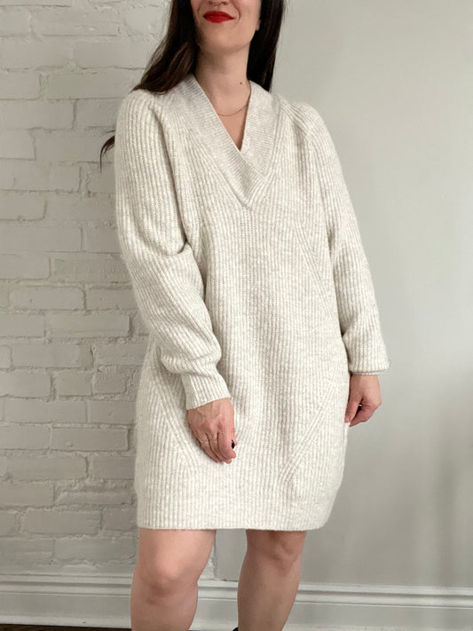 Chunky Neutral Sweater Dress - S (Oversized)