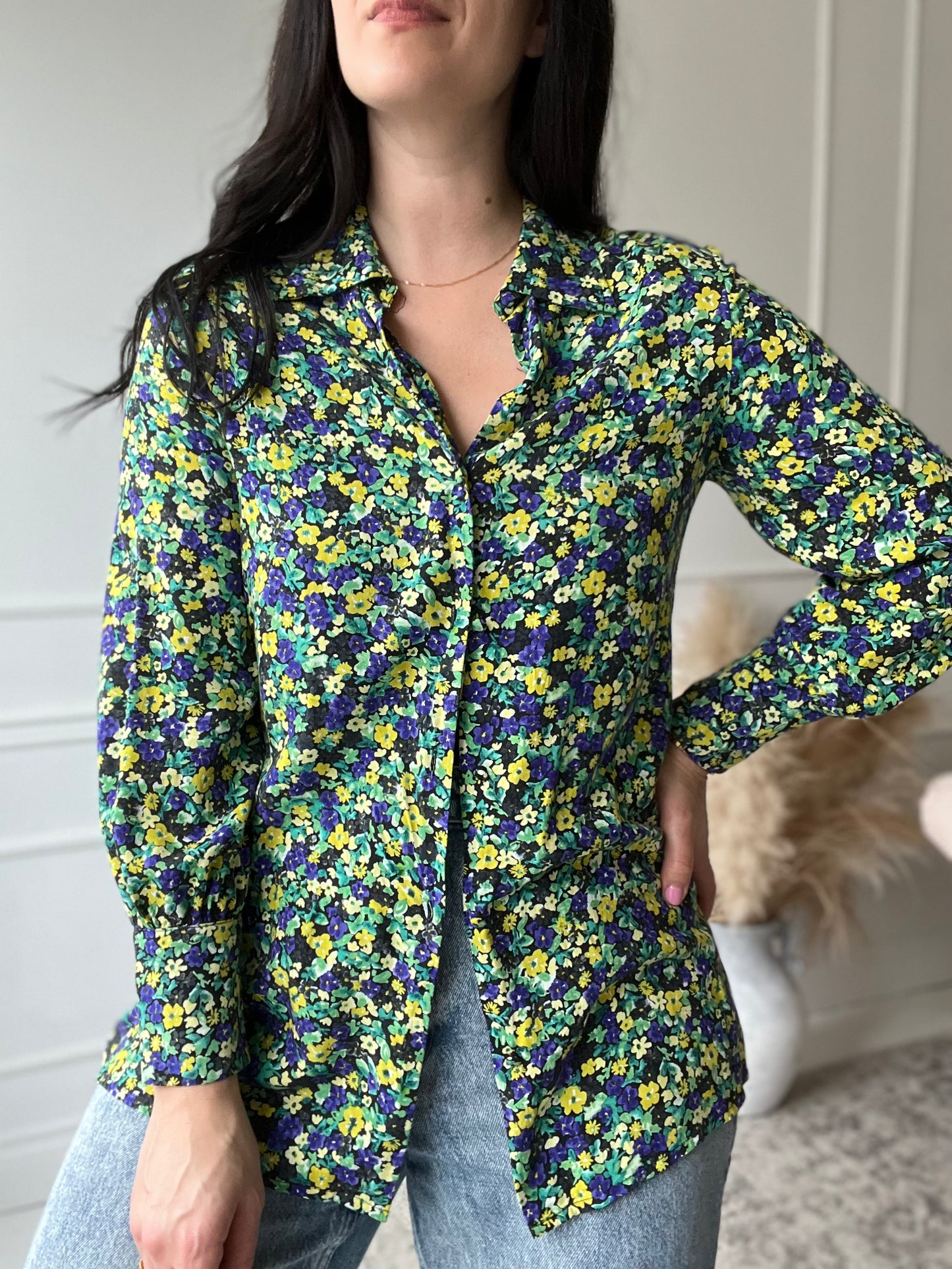 Colourful Floral Button-Up - Size S