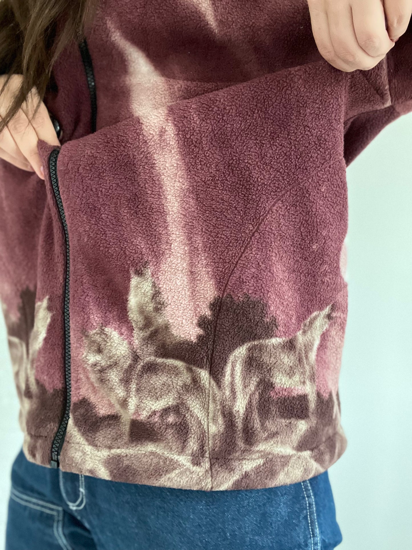 Night Sky Wolf Fleece Jacket  - Size XL