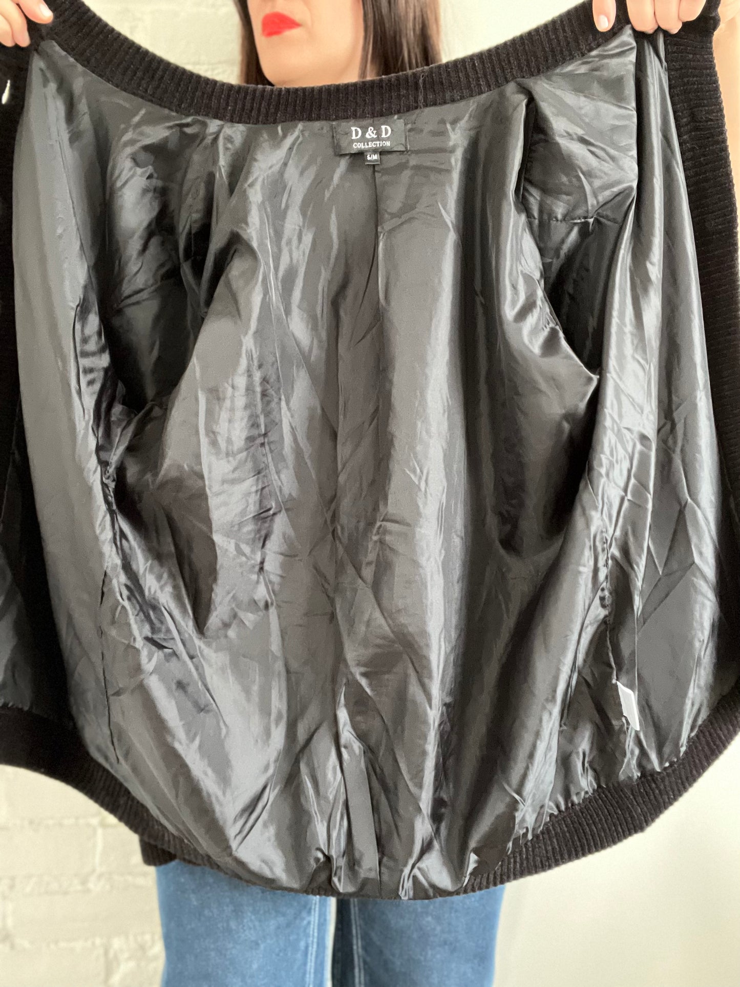 B&W Checkered Plush Vintage Jacket - M