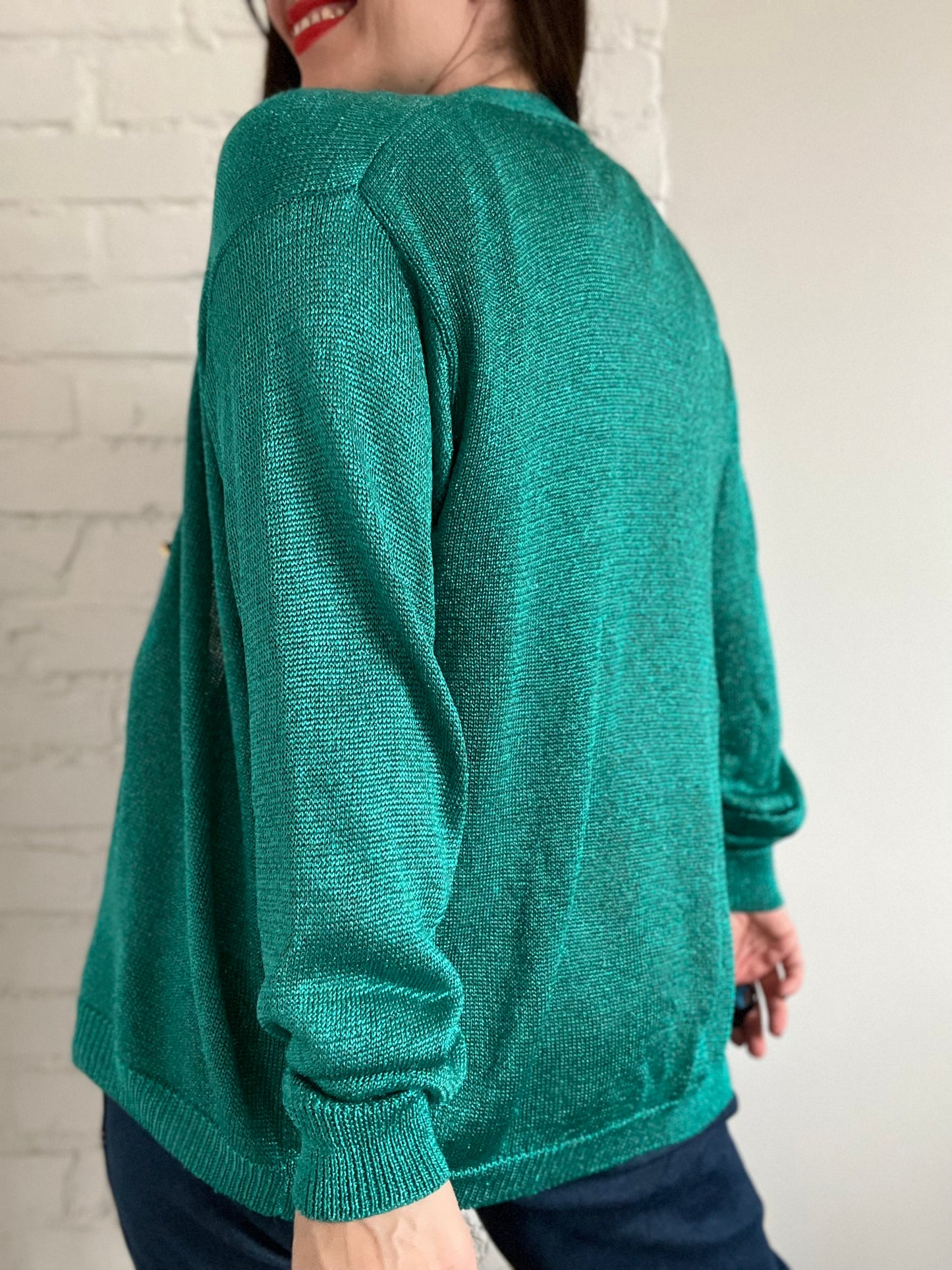 Shimmery Emerald Green Cardigan - M/L