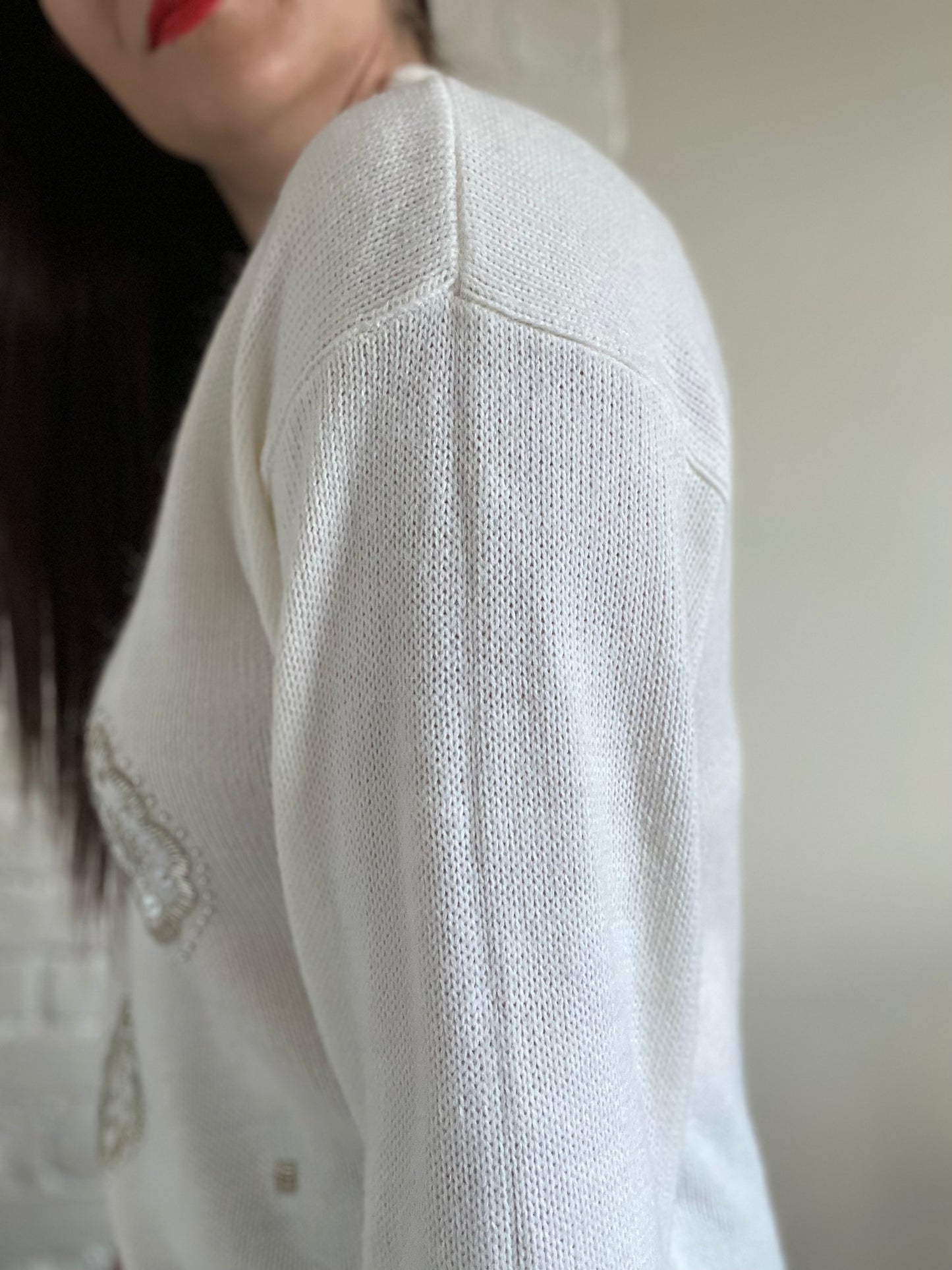 Sequinned Holiday Knit Sweater - M