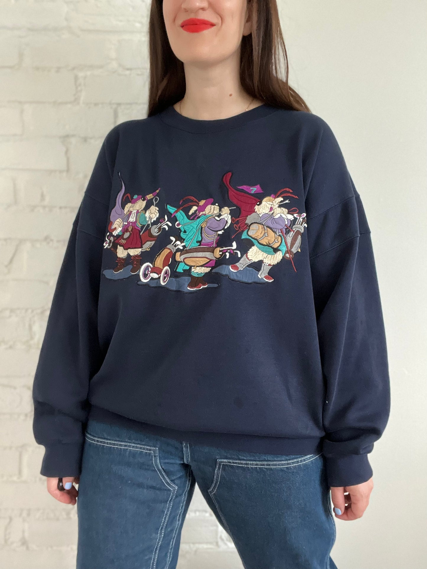 Golfing Dogs Vintage Sweater - XL