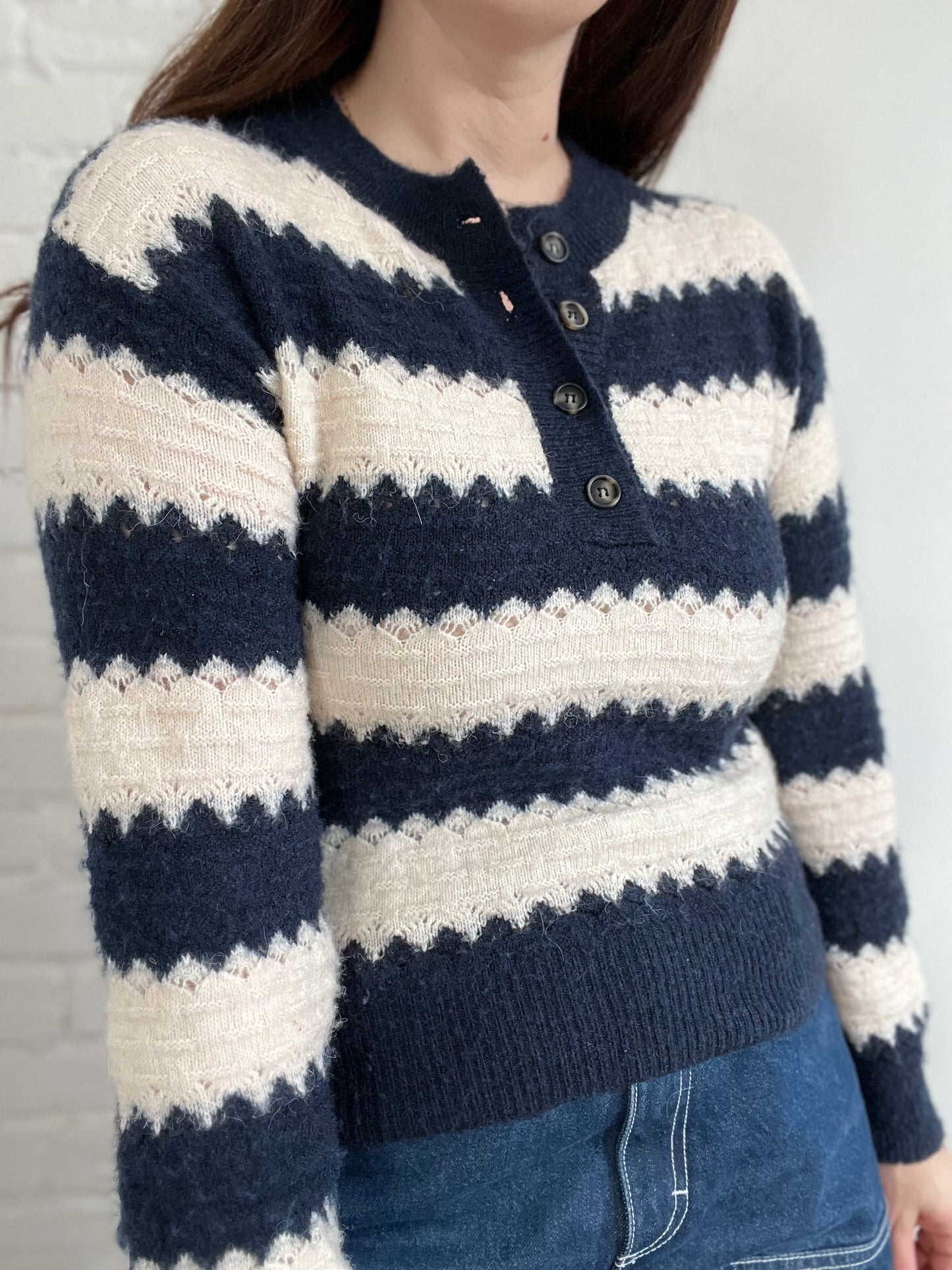 Striped Dainty Knit Sweater - S