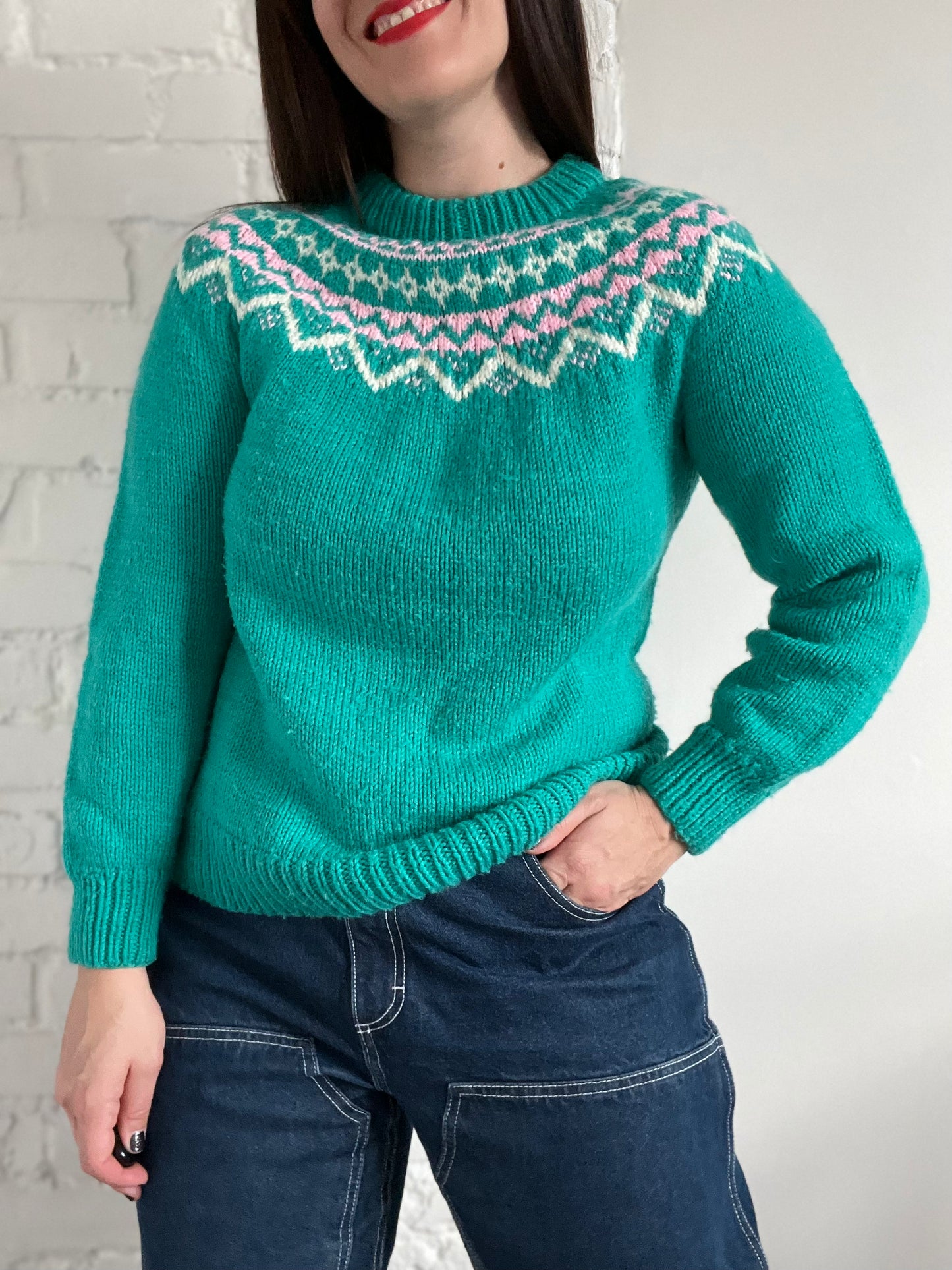 Turquoise Emerald Holiday Knit - S/M