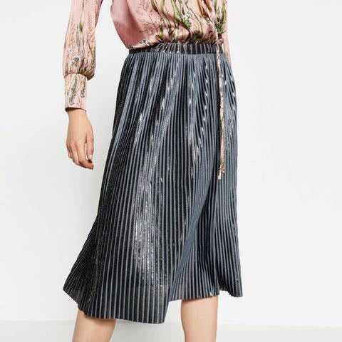 Metallic Pleated Skirt - S