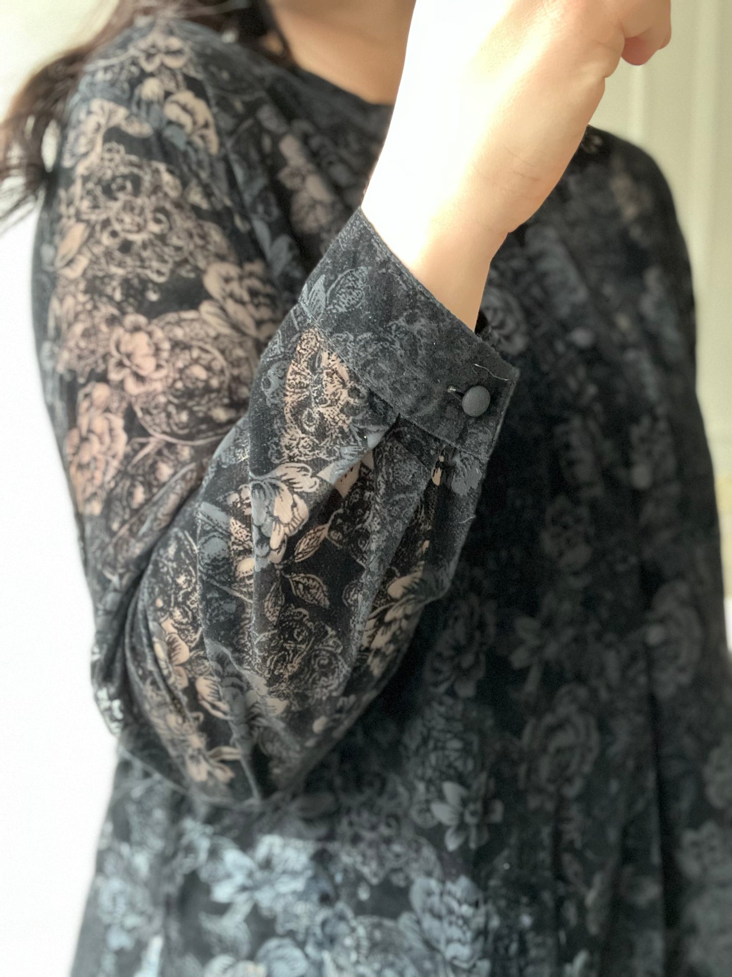 Sheer Velvet Floral Button Up - Size XL