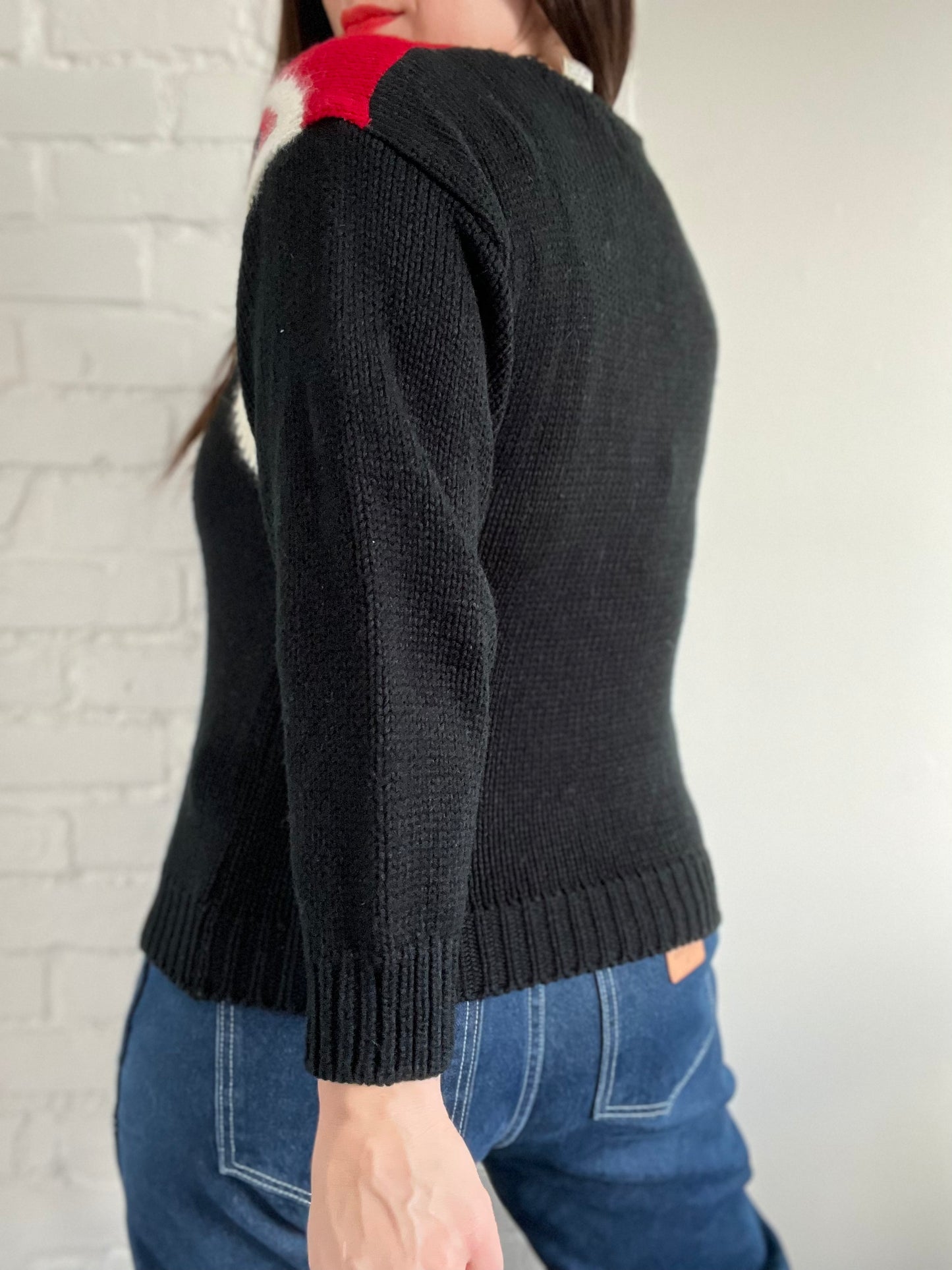 Vintage Holiday Bow Knit Sweater - Size S/M