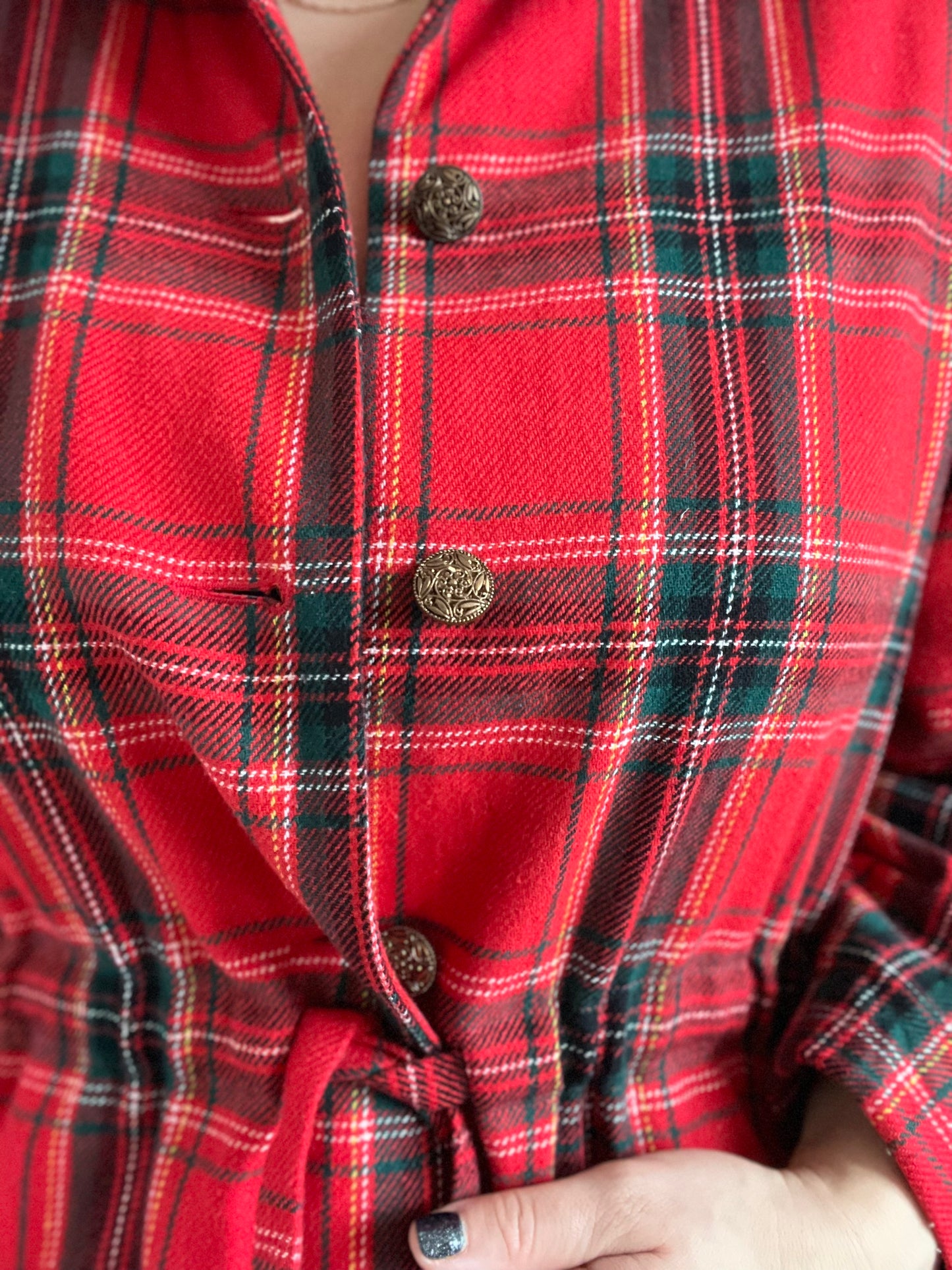 Vintage Festive Plaid Jacket - L