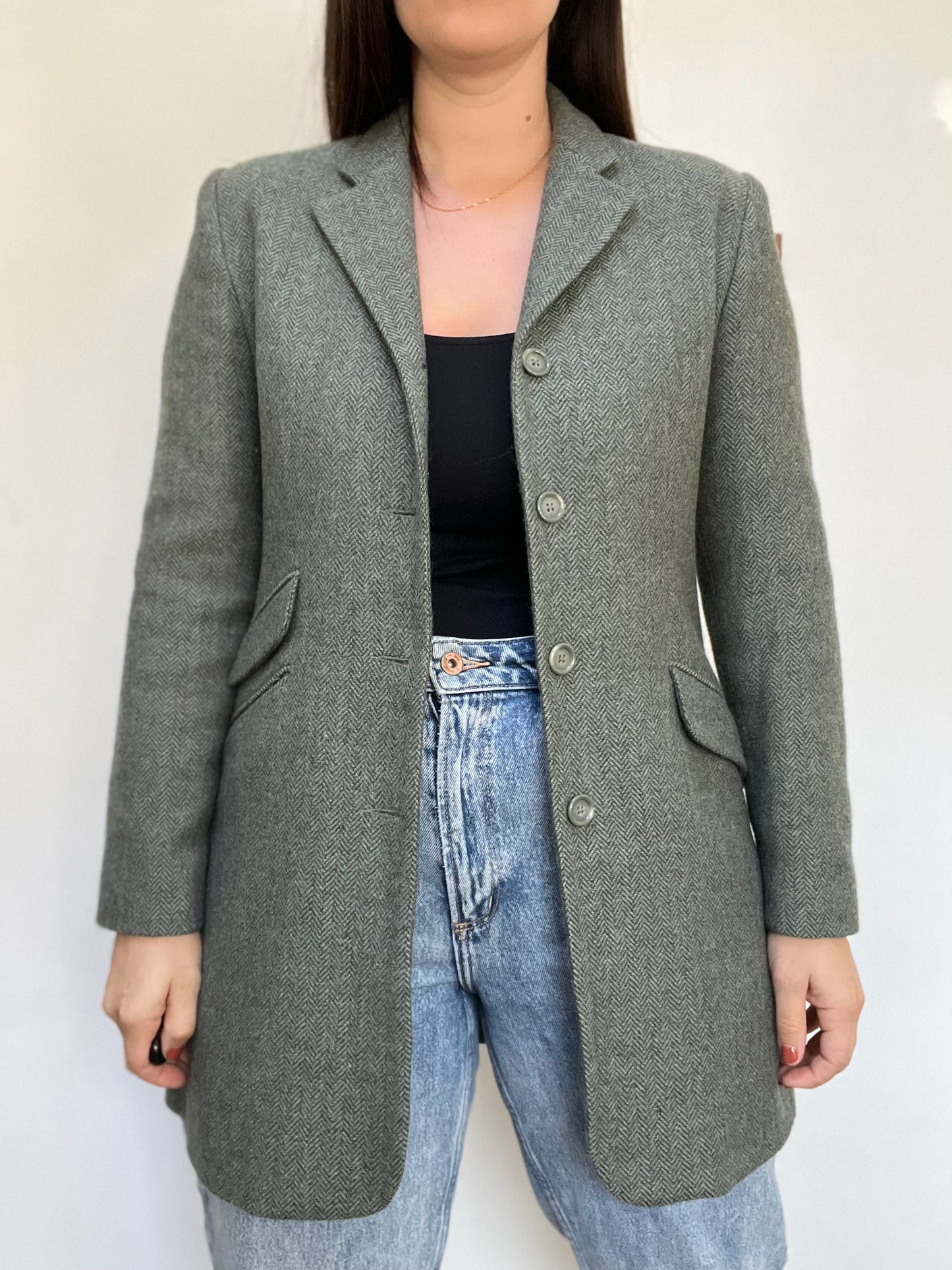 Chevron Sage Long Blazer - Size 8