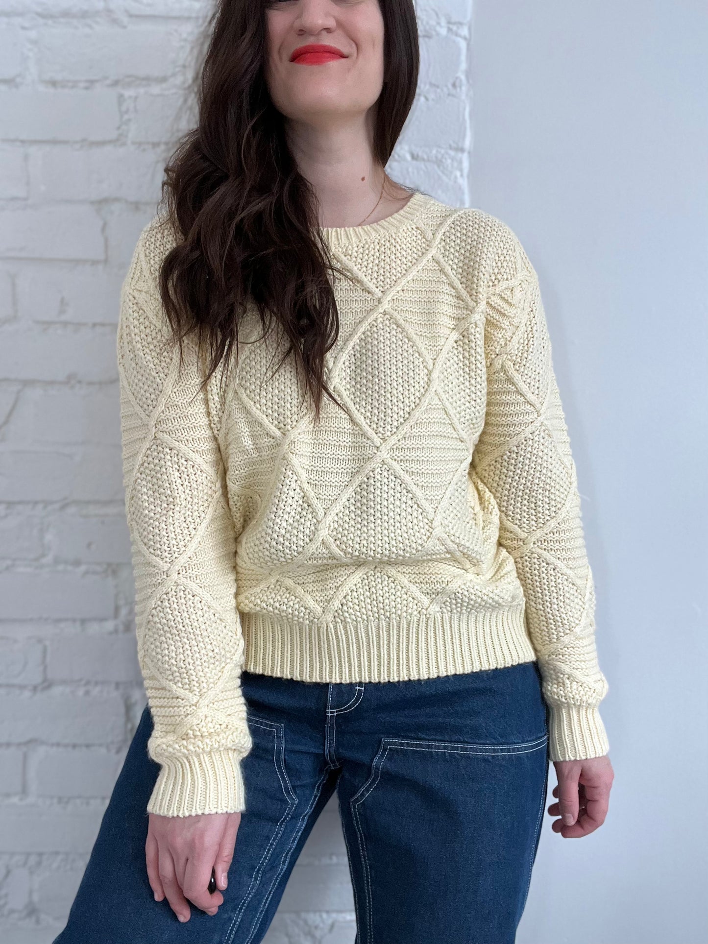 Pastel Yellow Soft Relaxed Sweater - L