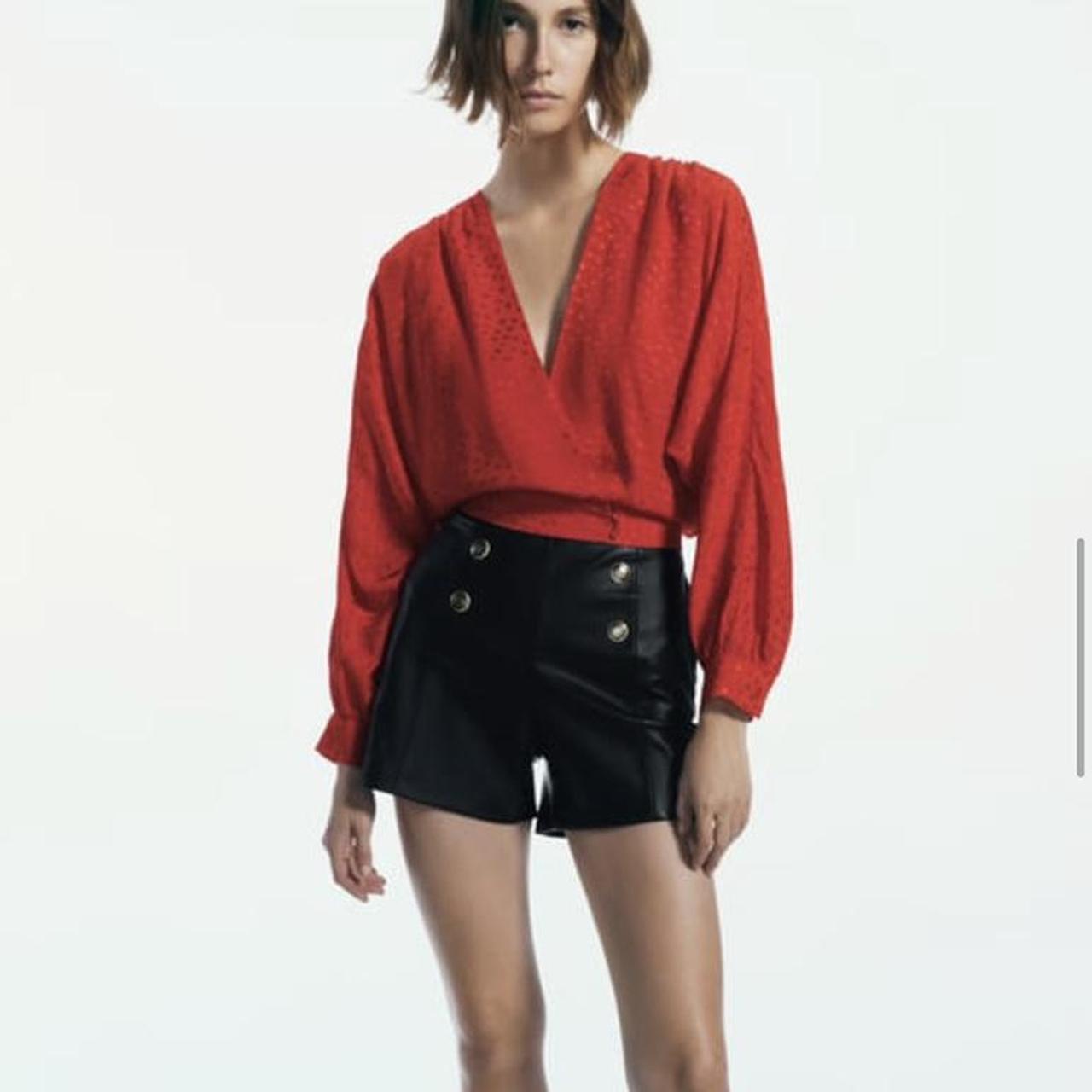 Red Polka Dot Jacquard Top - L